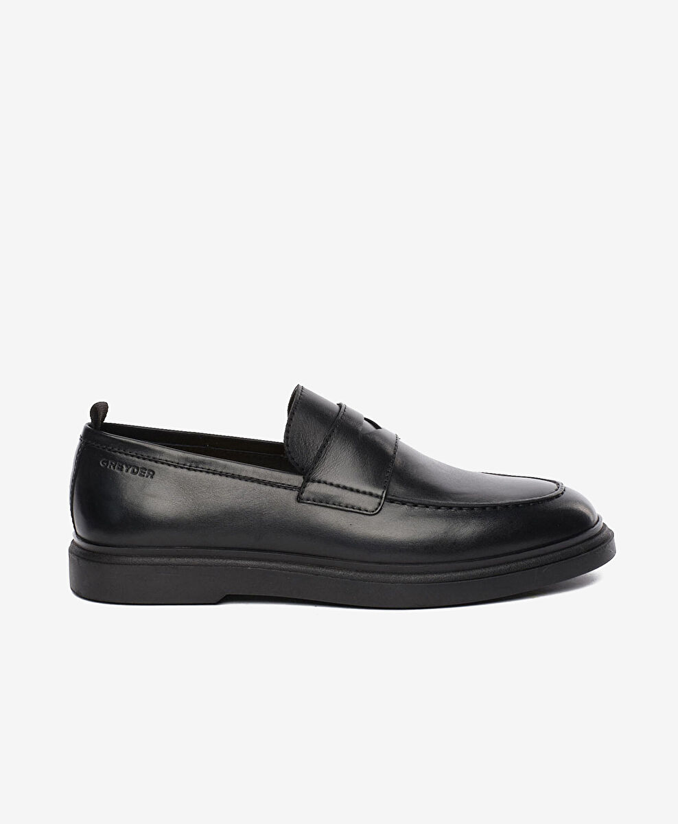 Erkek Siyah Hakiki Deri Loafer Ayakkabı