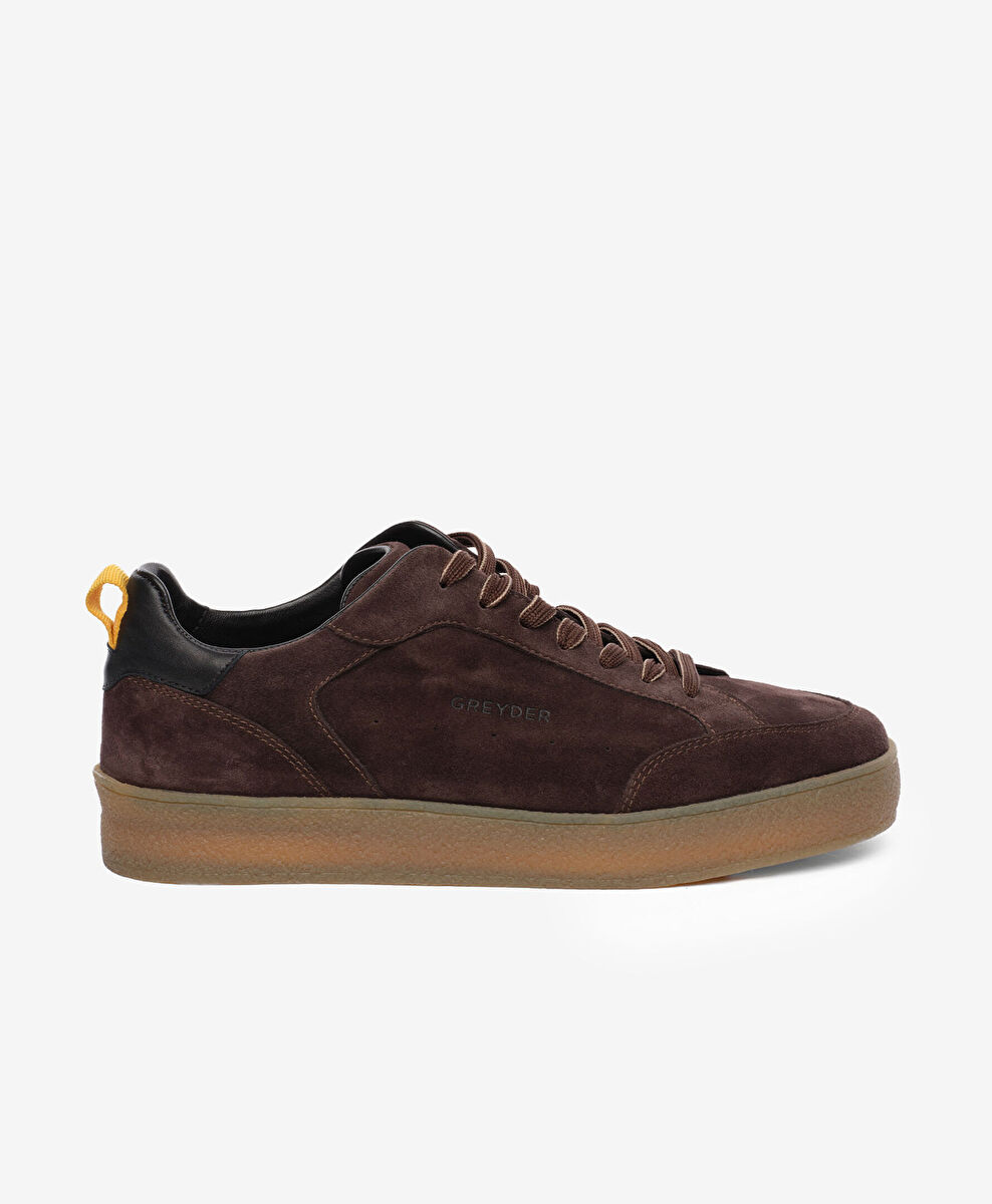 Erkek Kahverengi Hakiki Deri Sneaker Ayakkabı