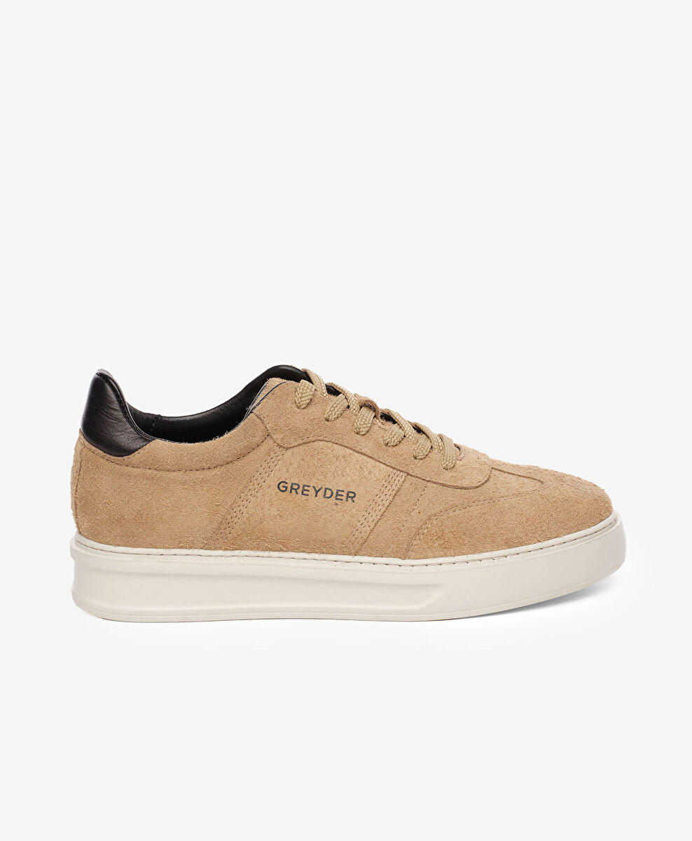 Erkek Bej Hakiki Deri Sneaker Ayakkabı