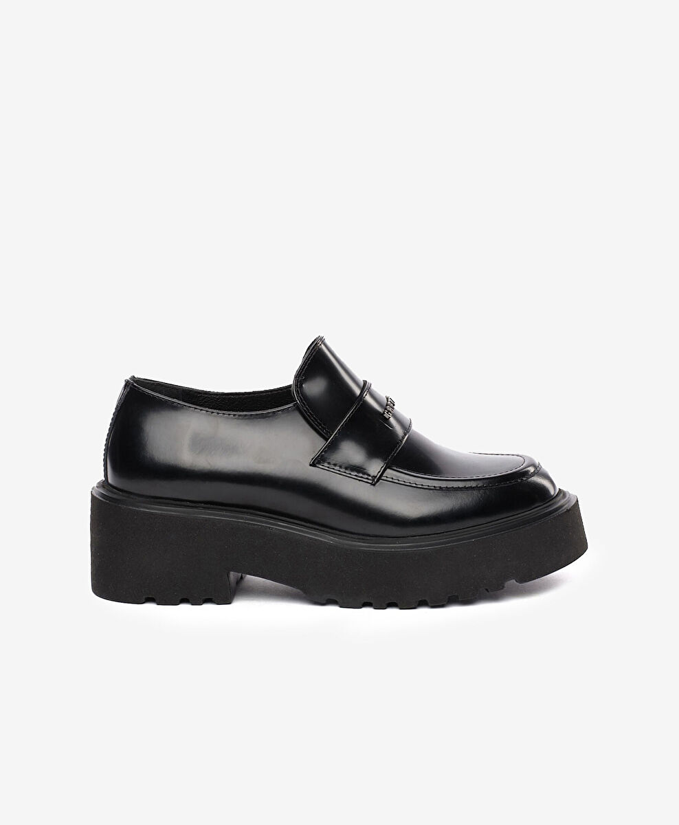 Kadın Siyah Hakiki Deri Loafer Ayakkabı