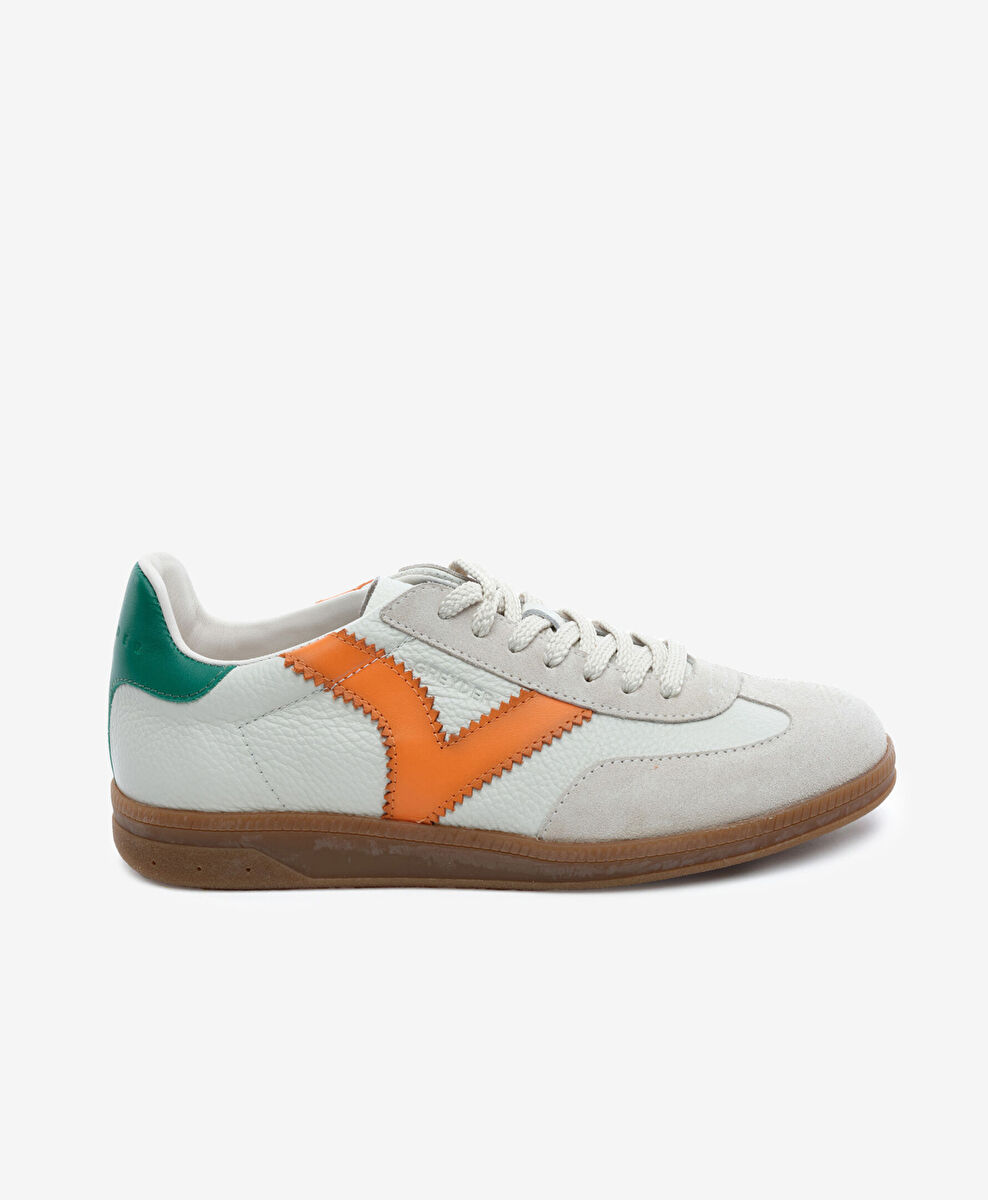 Erkek Kemik Turuncu Hakiki Deri Sneaker Ayakkabı