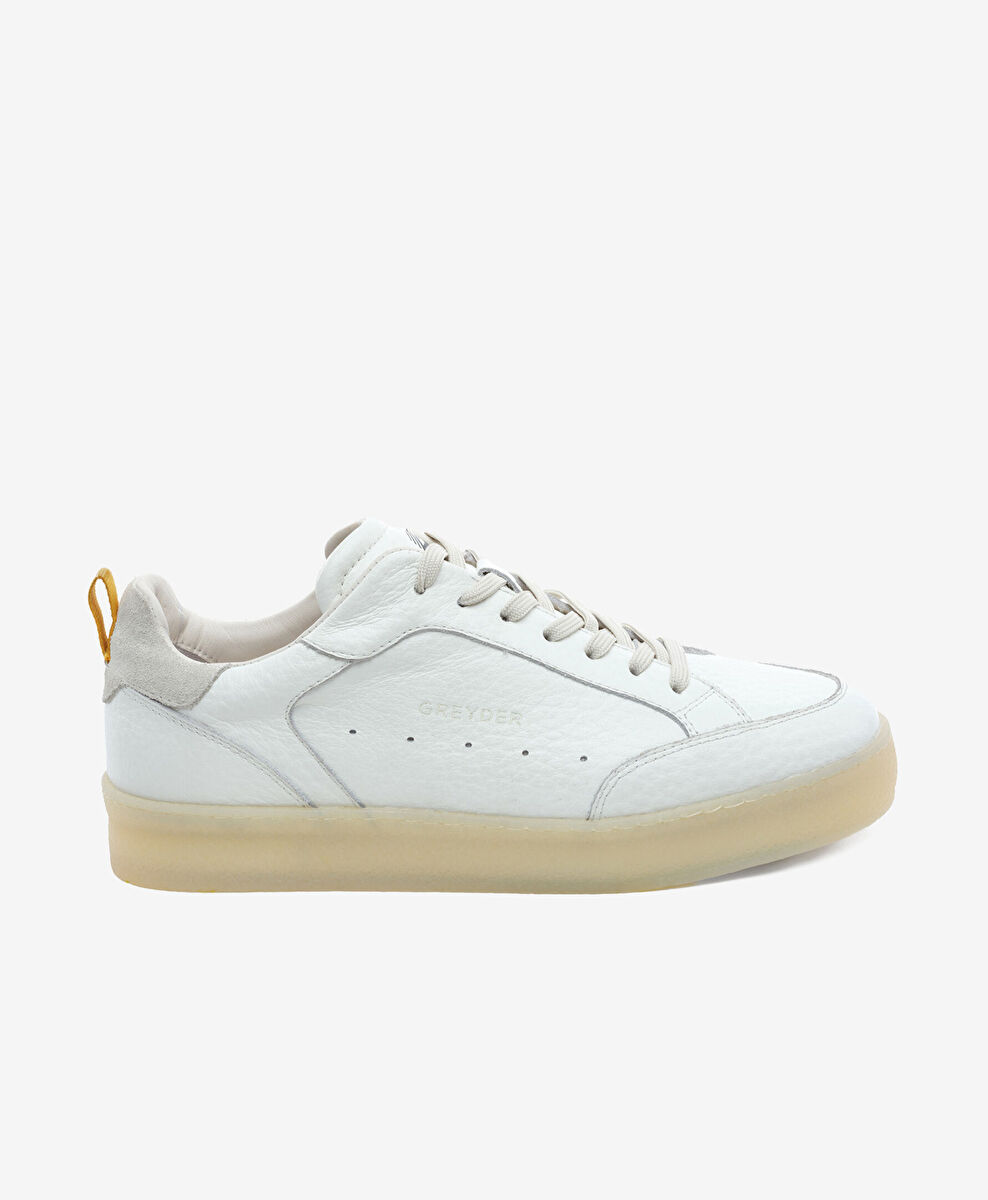 Erkek Beyaz Hakiki Deri Sneaker Ayakkabı