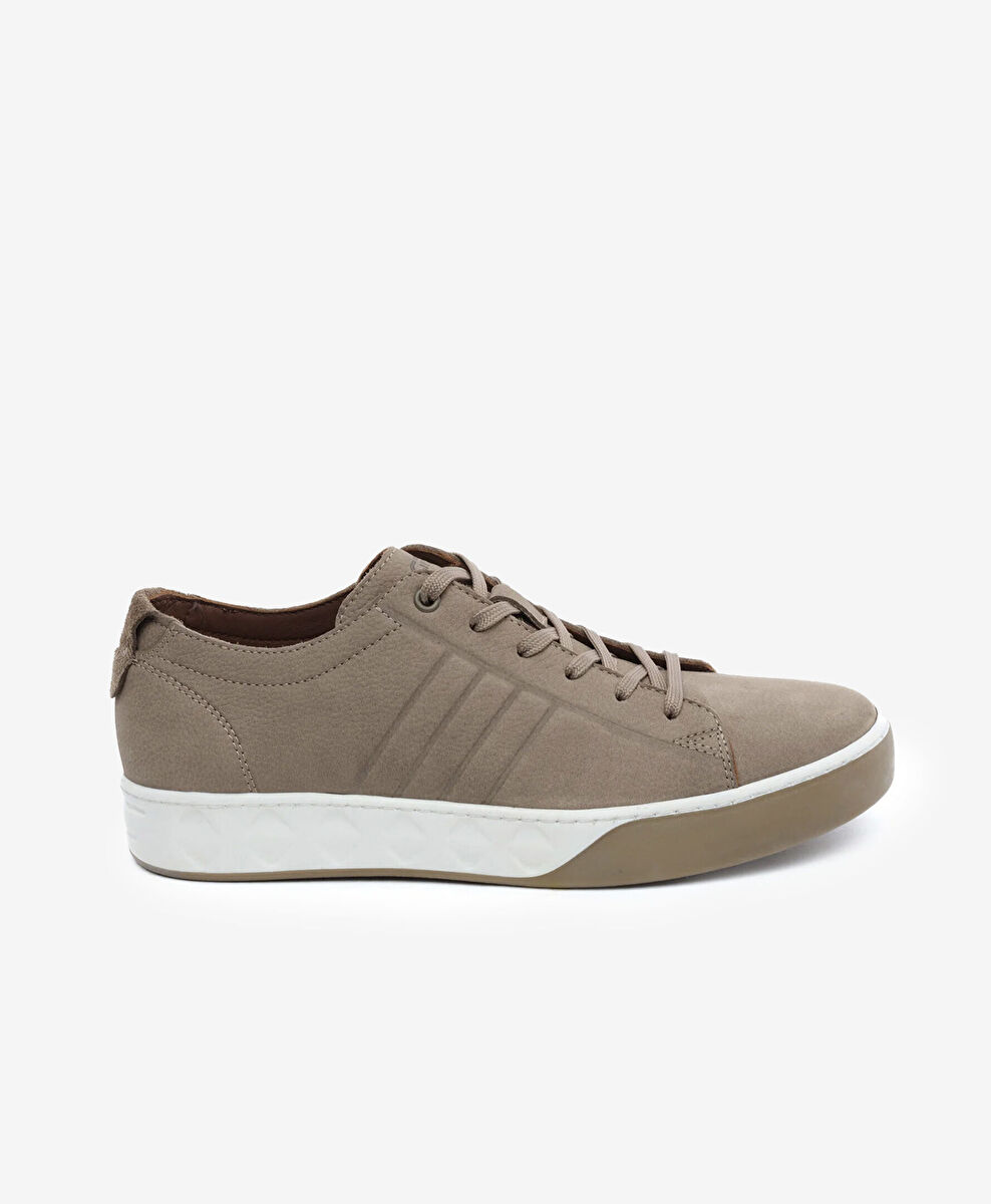 Erkek Vizon Hakiki Deri Sneaker Ayakkabı