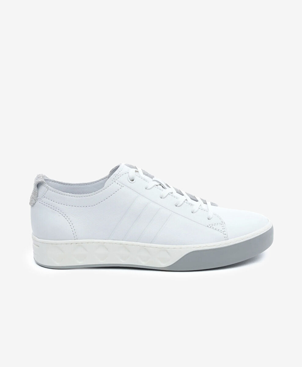 Erkek Beyaz Hakiki Deri Sneaker Ayakkabı