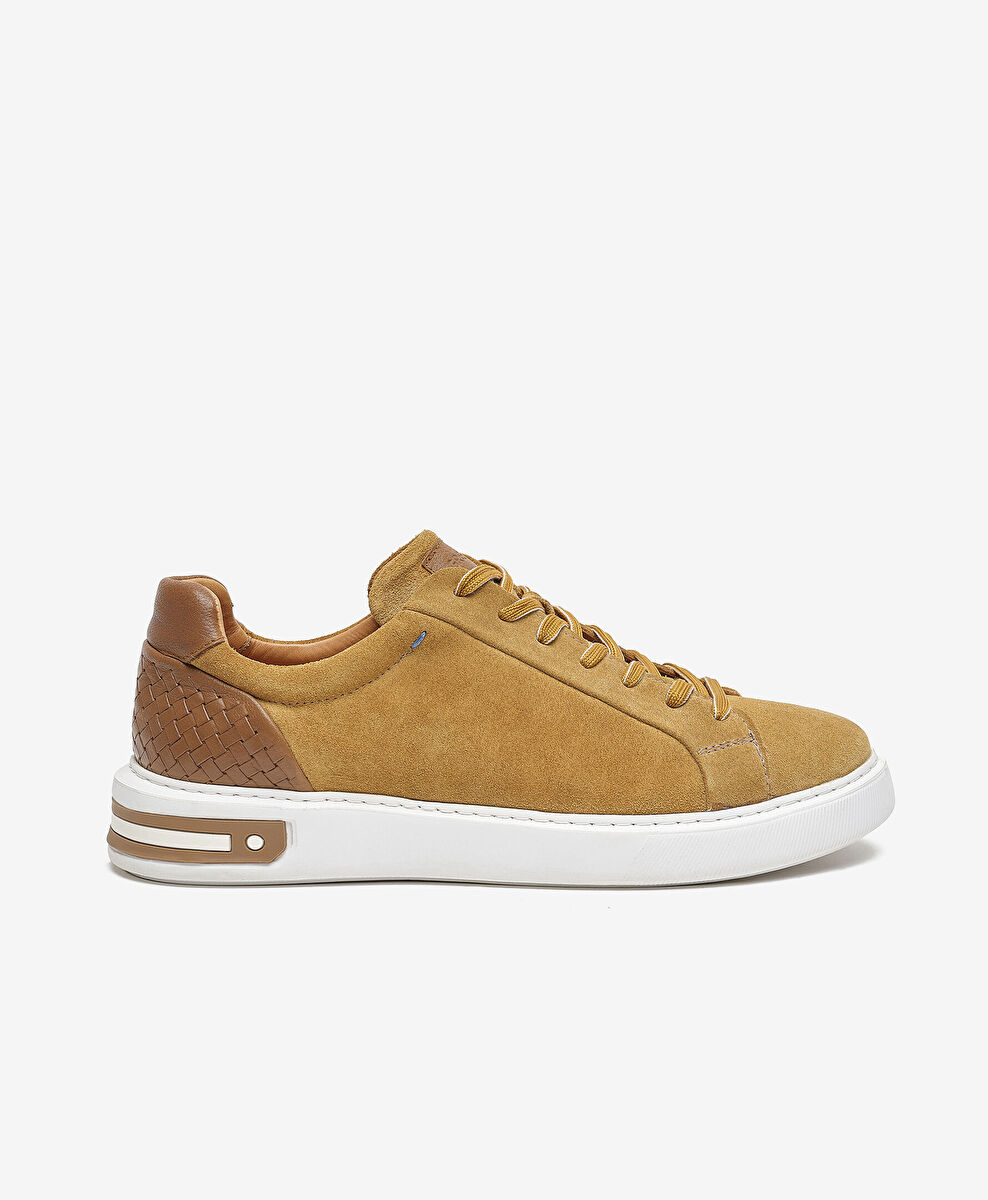 Erkek Hardal Hakiki Deri Sneaker Ayakkabı