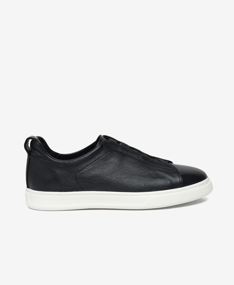 Erkek Siyah Hakiki Deri Sneaker Ayakkabı
