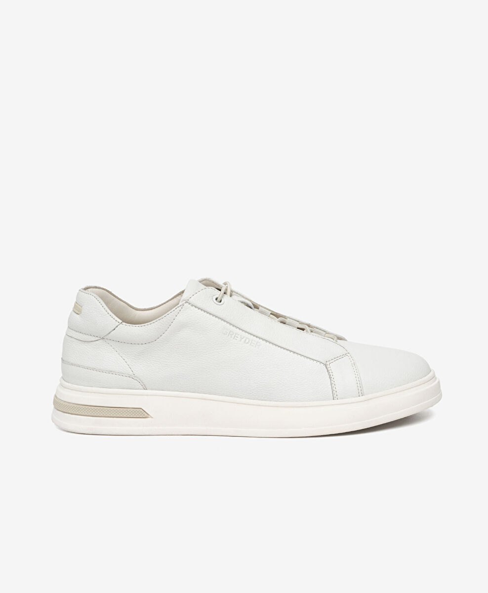 Erkek Beyaz Hakiki Deri Sneaker Ayakkabı