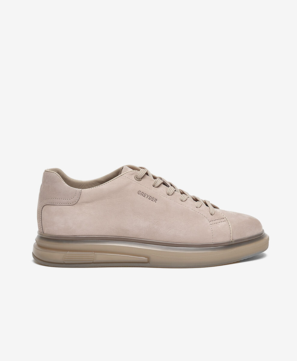 Erkek Vizon Hakiki Deri Sneaker Ayakkabı