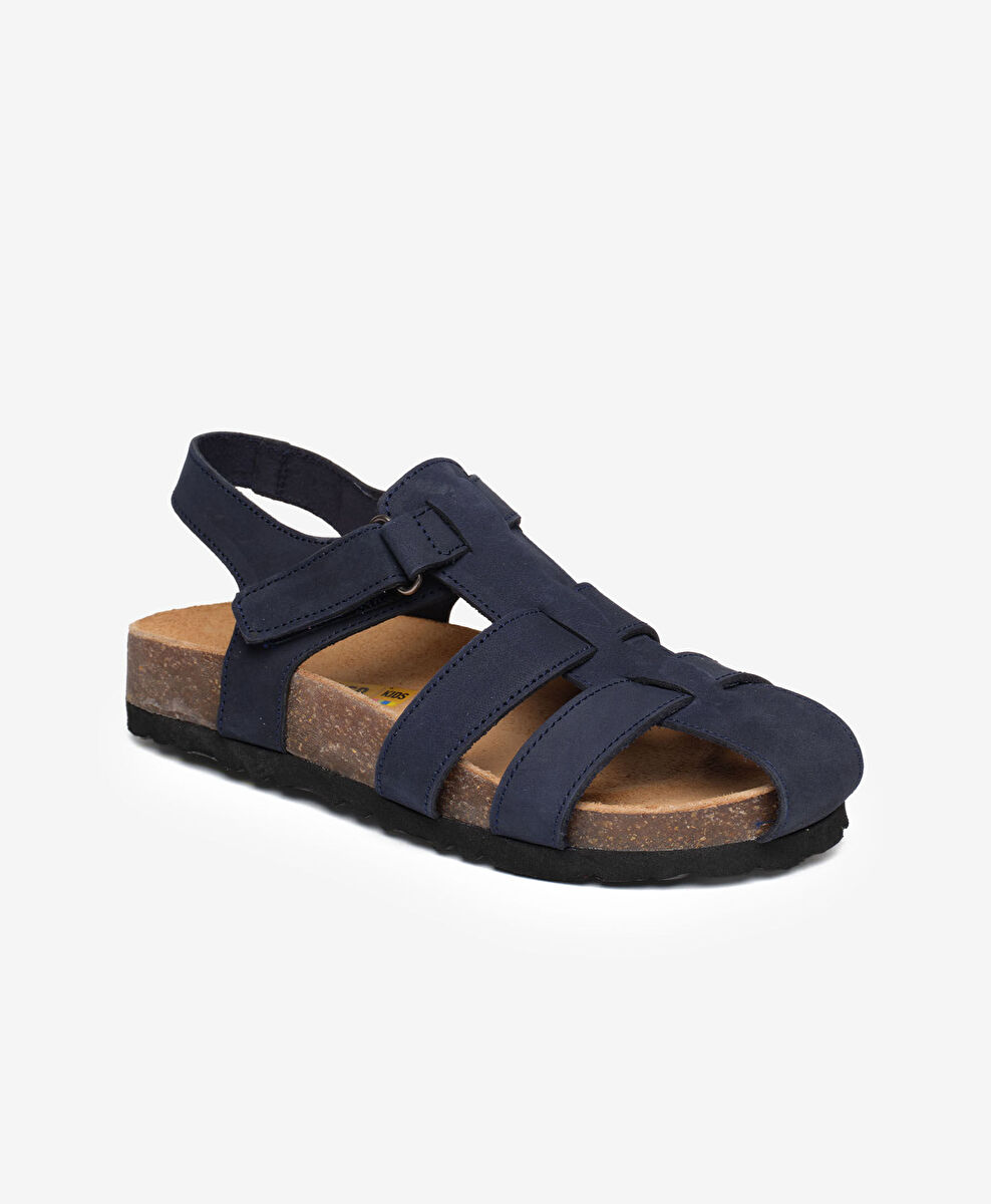 Greyder Lacivert Greyder Hakiki Erkek Çocuk Deri Sandalet