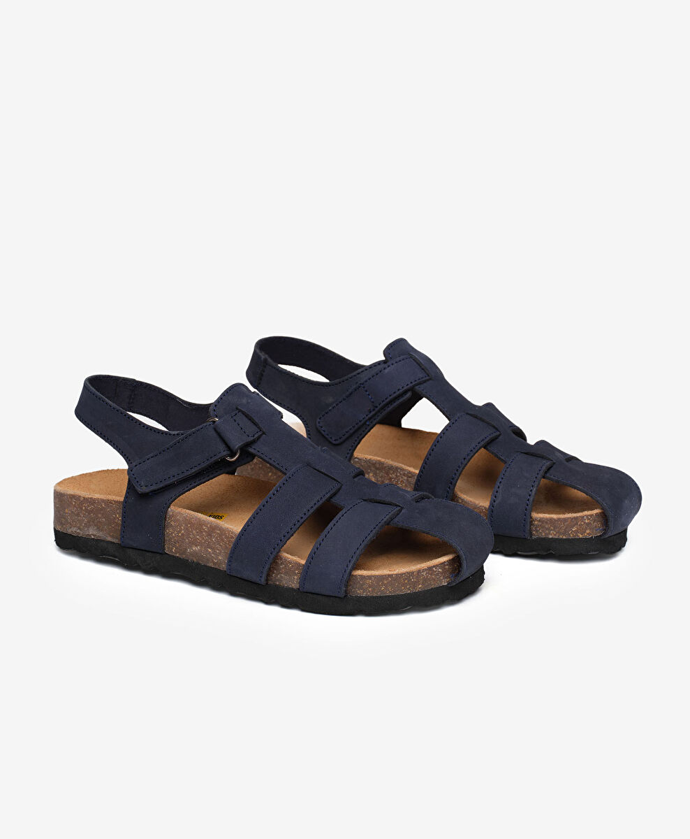 Greyder Lacivert Greyder Hakiki Erkek Çocuk Deri Sandalet
