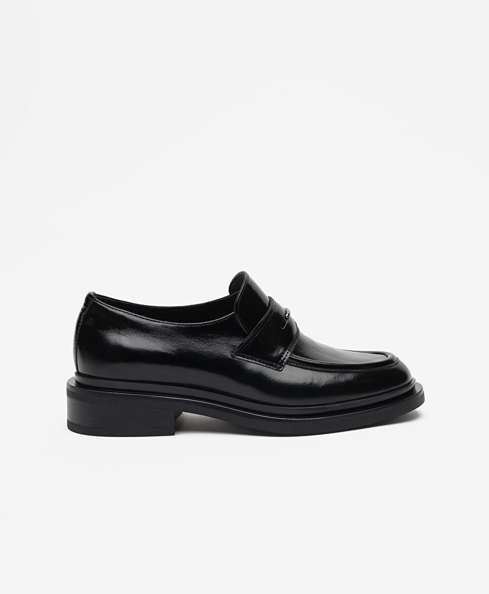 Kadın Siyah Hakiki Deri Loafer Ayakkabı
