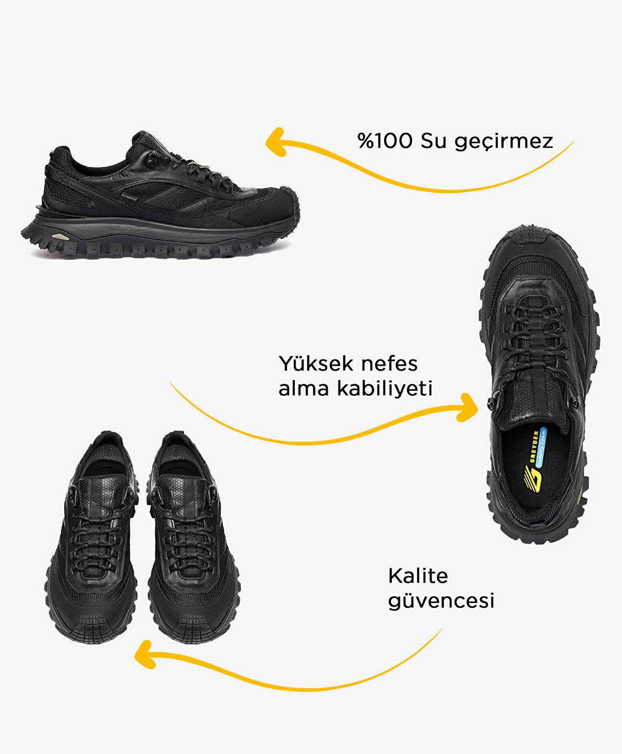 Siyah Su Geçirmez Outdoor Ayakkabı - 2