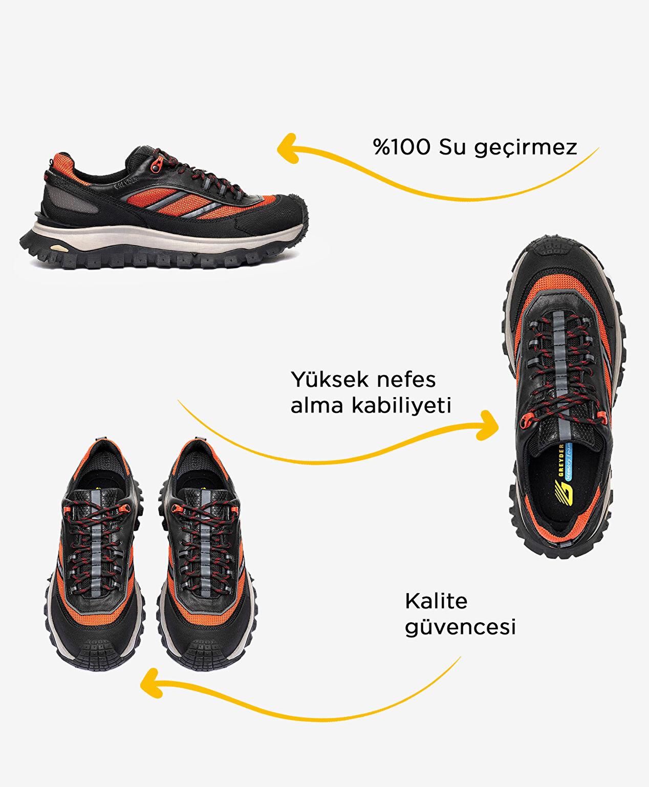 Siyah Kırmızı Su Geçirmez Outdoor Ayakkabı - 2