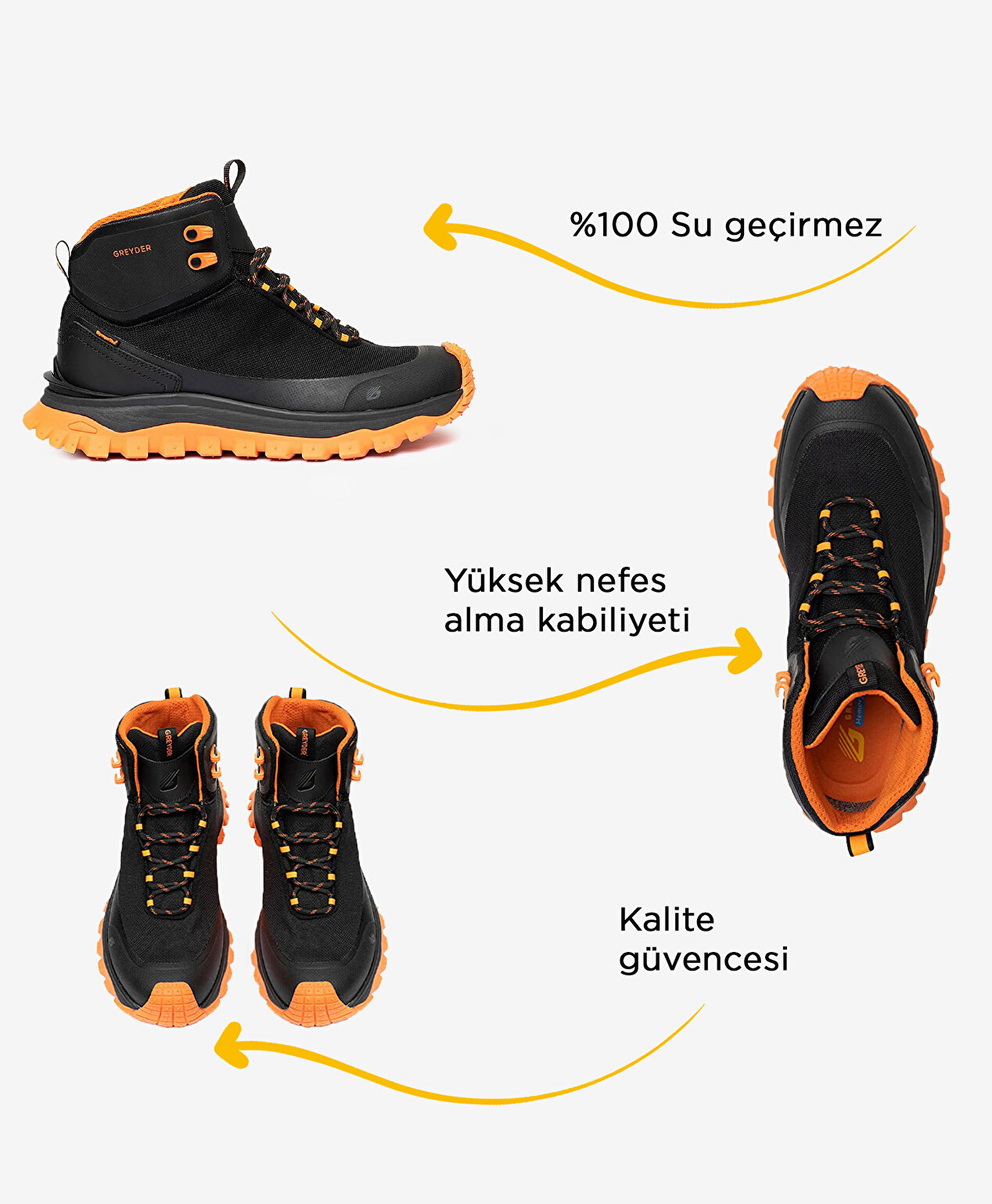 Erkek Siyah Turuncu Su Geçirmez Outdoor Bot - 2