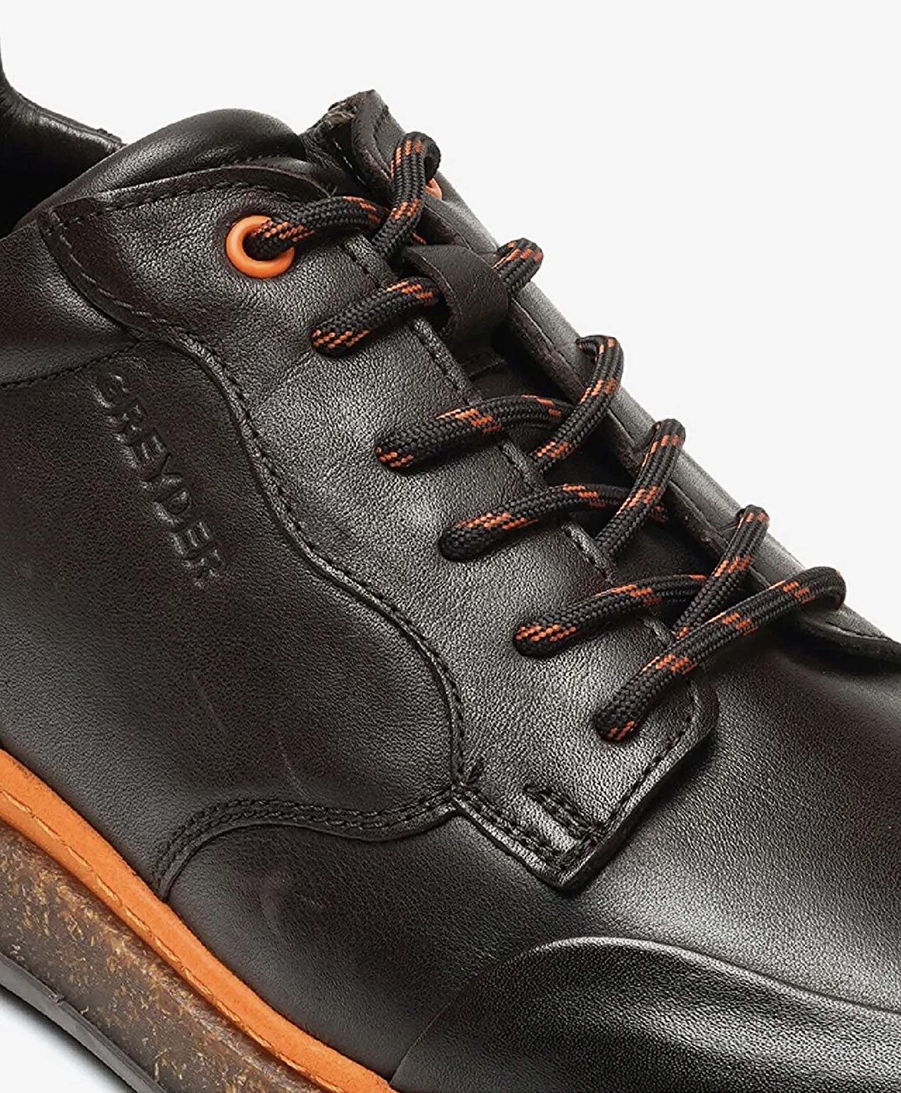 Erkek Koyu kahverengi Turuncu Hakiki Deri Casual Ayakkabı - 4