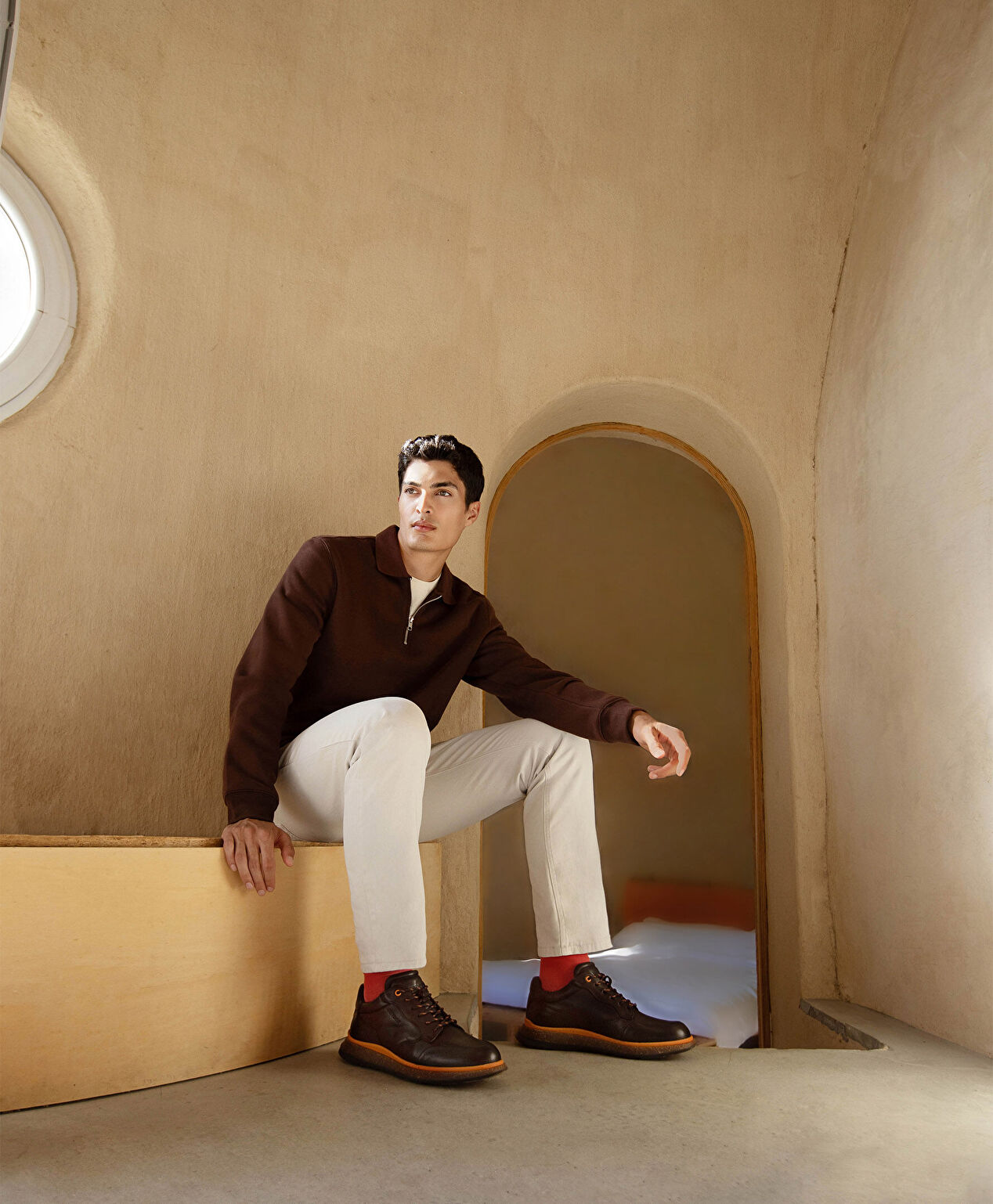 Erkek Koyu kahverengi Turuncu Hakiki Deri Casual Ayakkabı - 6