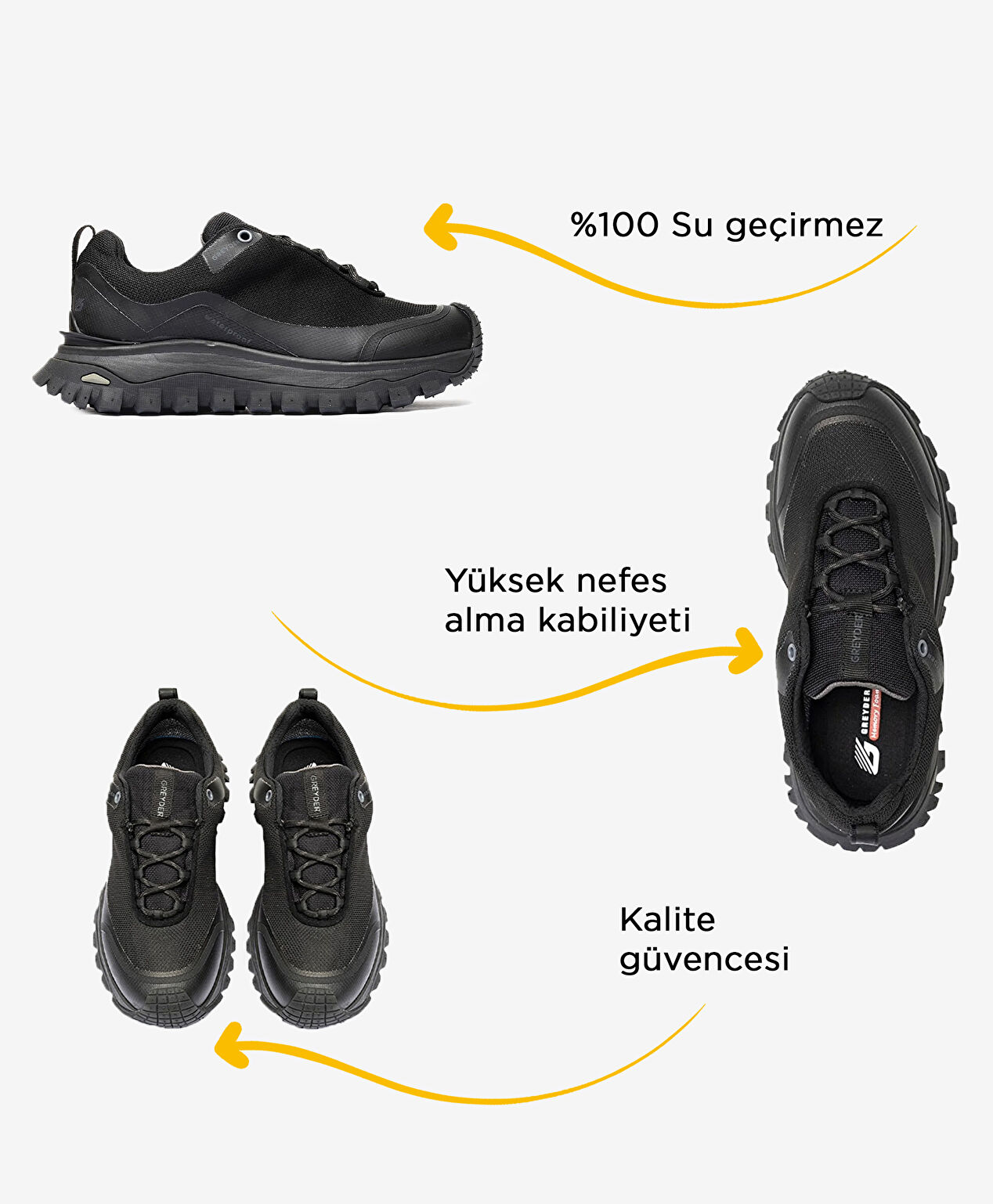 Siyah Su Geçirmez Outdoor Ayakkabı - 2