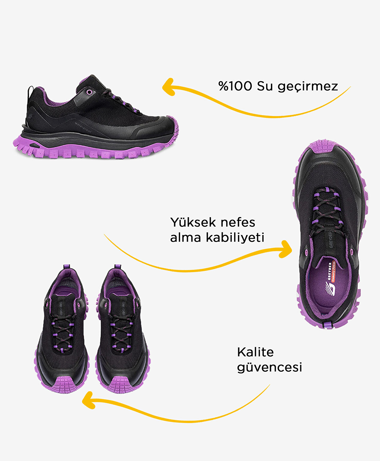 Siyah Mor Su Geçirmez Outdoor Ayakkabı - 2