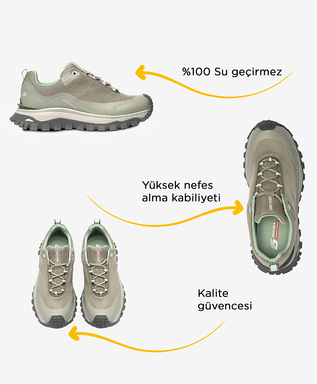 Gri Su Geçirmez Outdoor Ayakkabı - 2