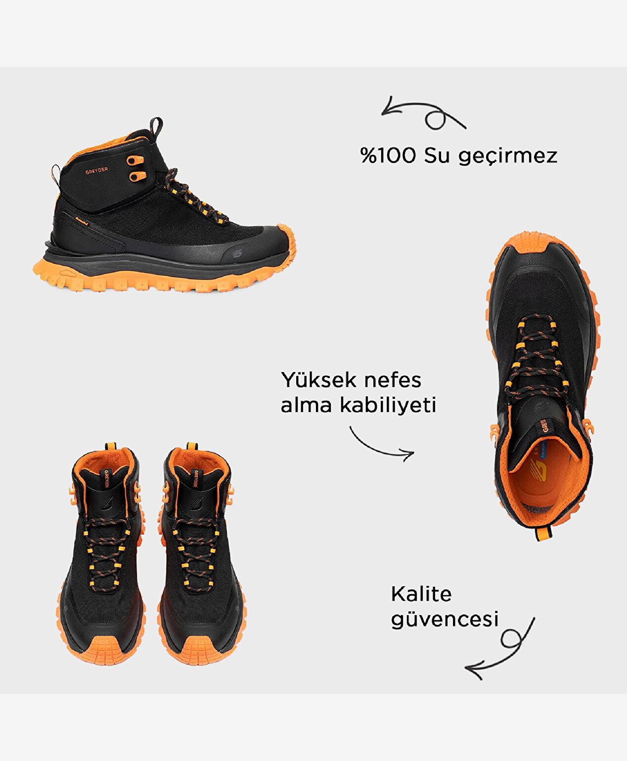 Erkek Siyah Turuncu Su Geçirmez Outdoor Bot - 2