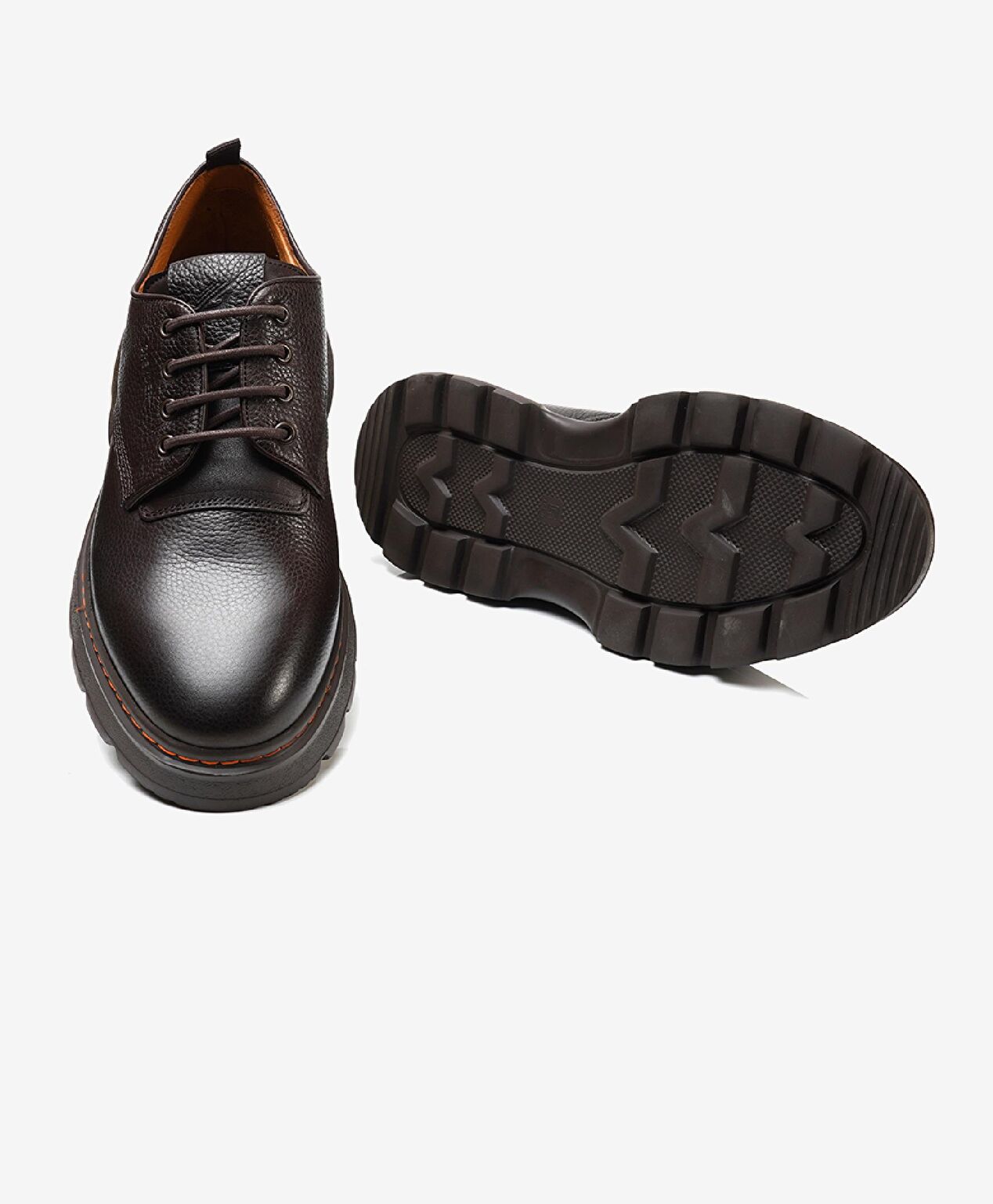 Erkek kahverengi Hakiki Deri Oxford Ayakkabı - 6