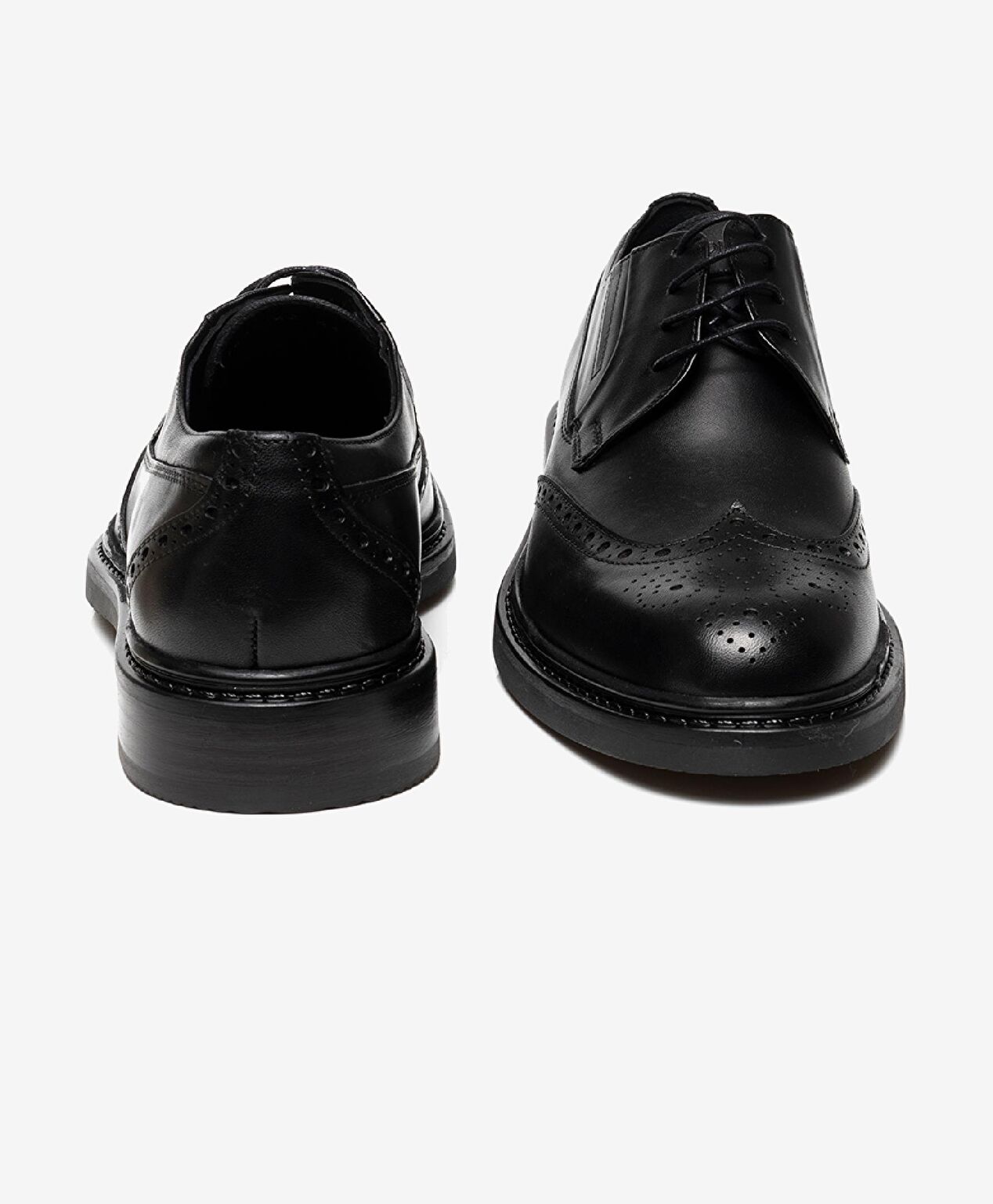 Erkek Siyah Hakiki Deri Termo Taban Klasik Ayakkabı - 6