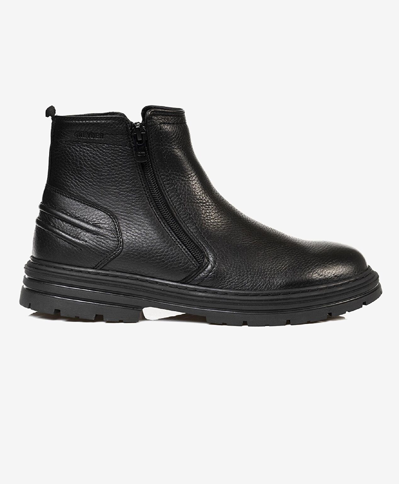 Erkek Siyah Hakiki Deri Casual Bot - 1