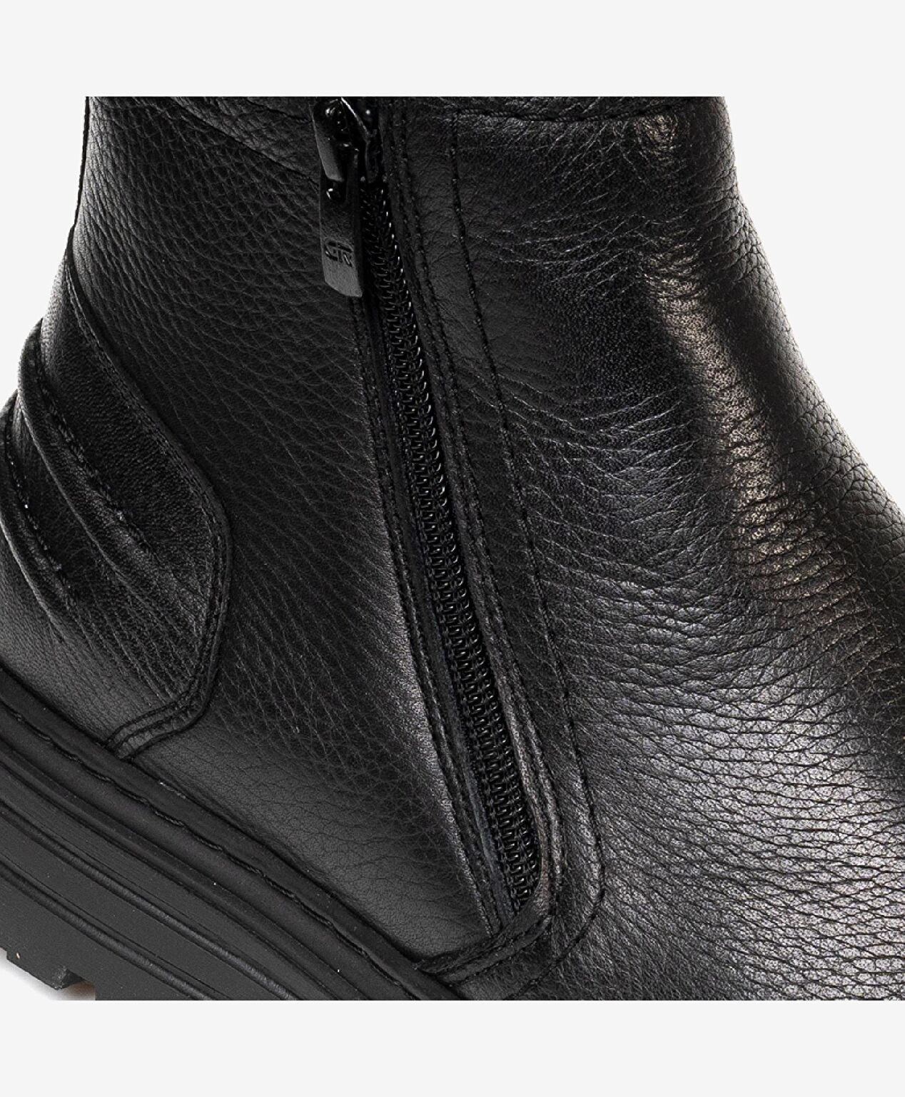 Erkek Siyah Hakiki Deri Casual Bot - 4