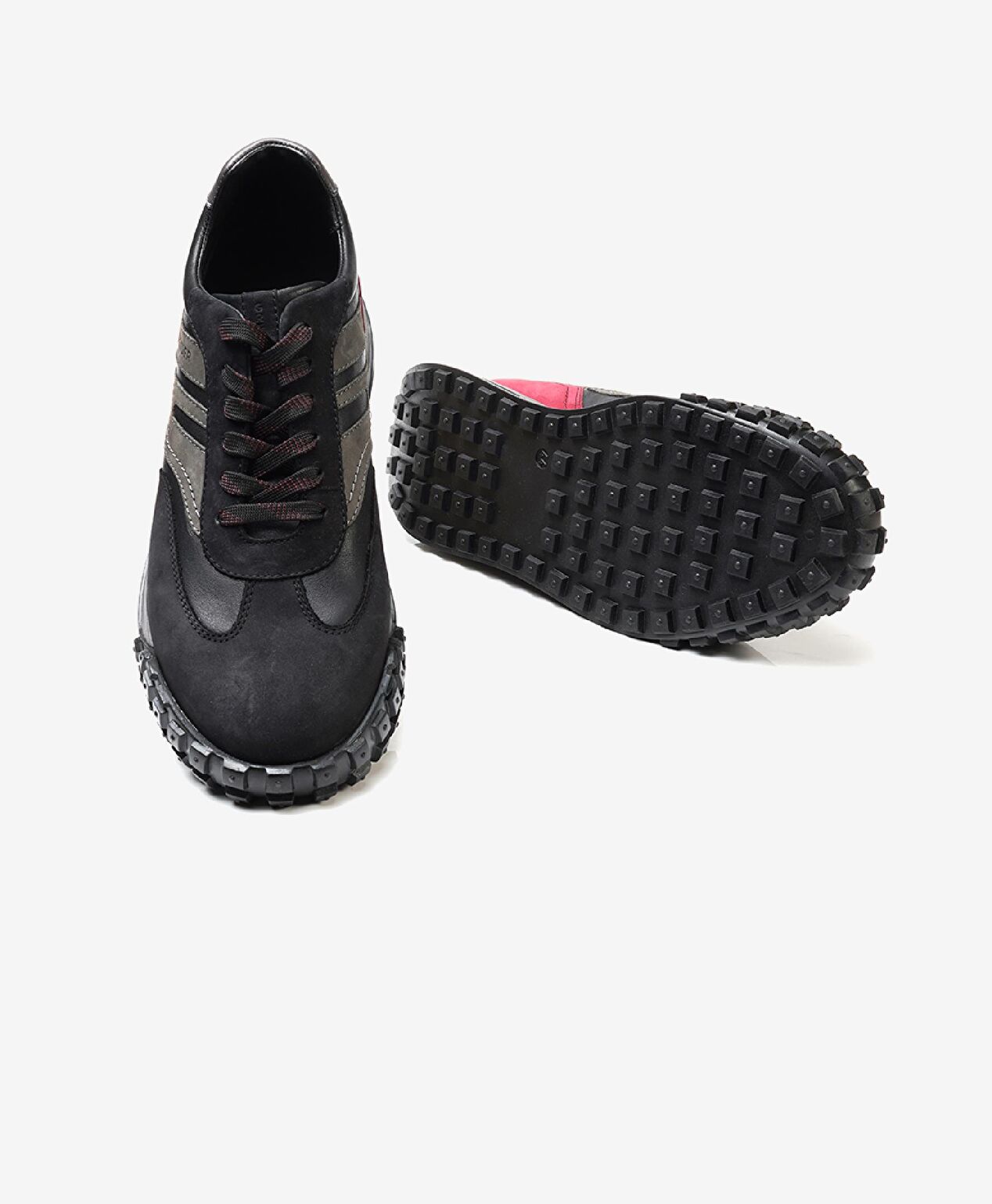 Erkek Siyah Bordo Hakiki Deri Spor Ayakkabı - 5