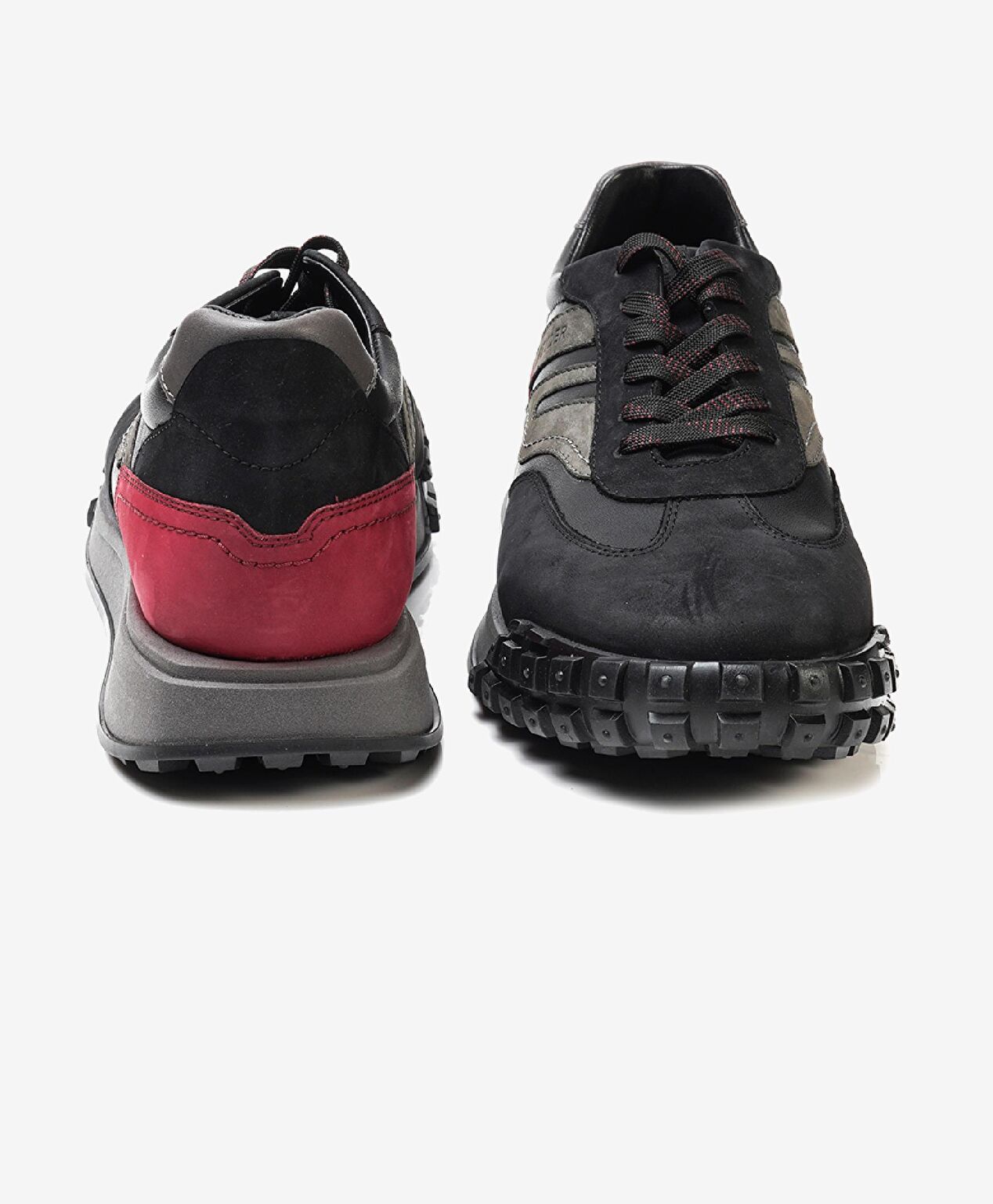 Erkek Siyah Bordo Hakiki Deri Spor Ayakkabı - 6