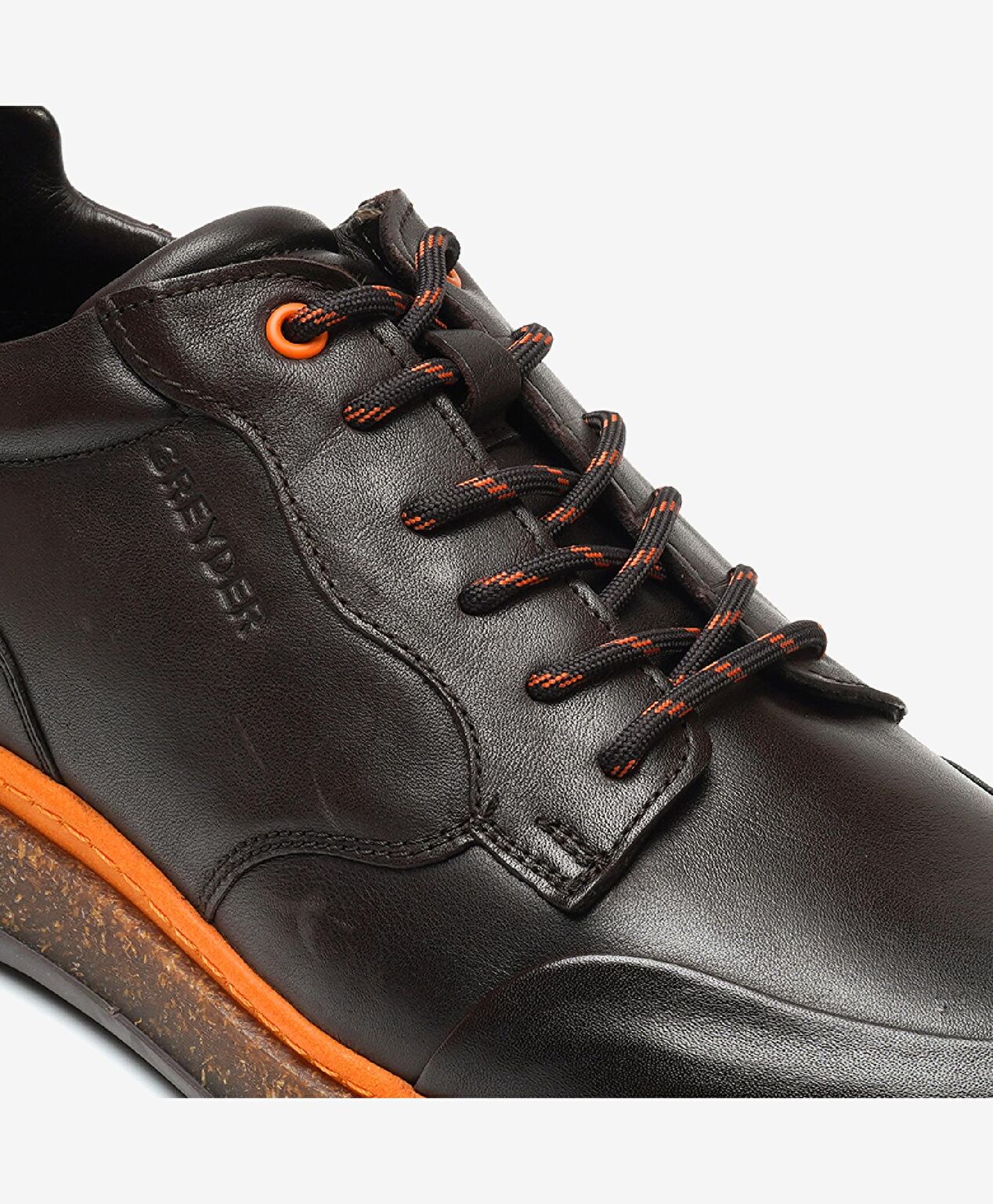 Erkek Koyu kahverengi Turuncu Hakiki Deri Casual Ayakkabı - 5