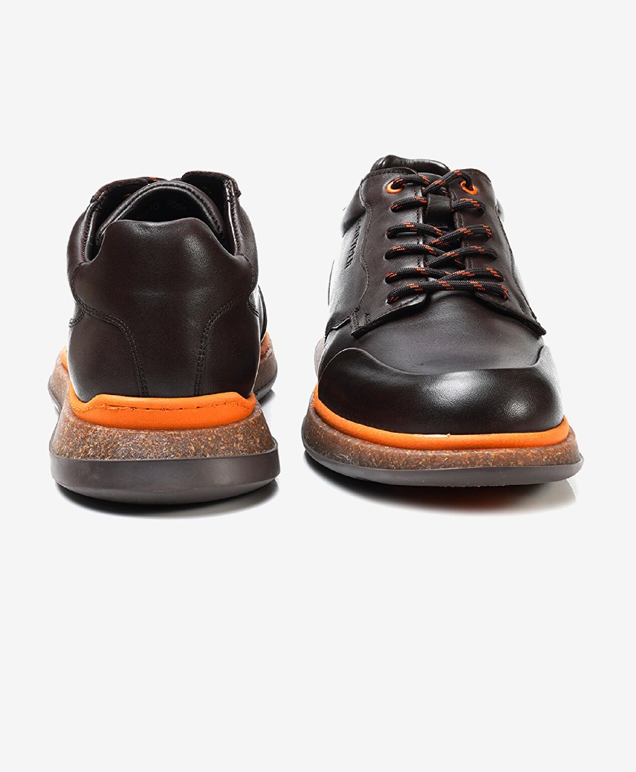 Erkek Koyu kahverengi Turuncu Hakiki Deri Casual Ayakkabı - 7