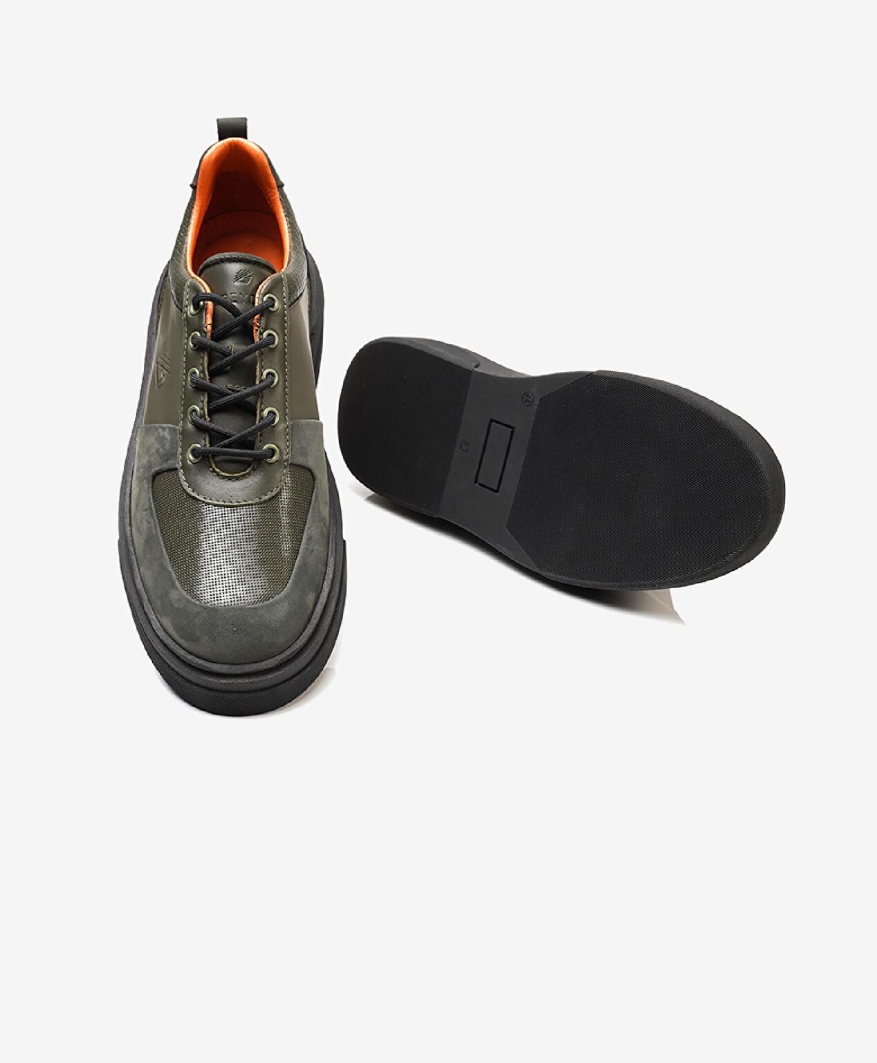 Erkek Haki Hakiki Deri Sneaker Ayakkabı - 5