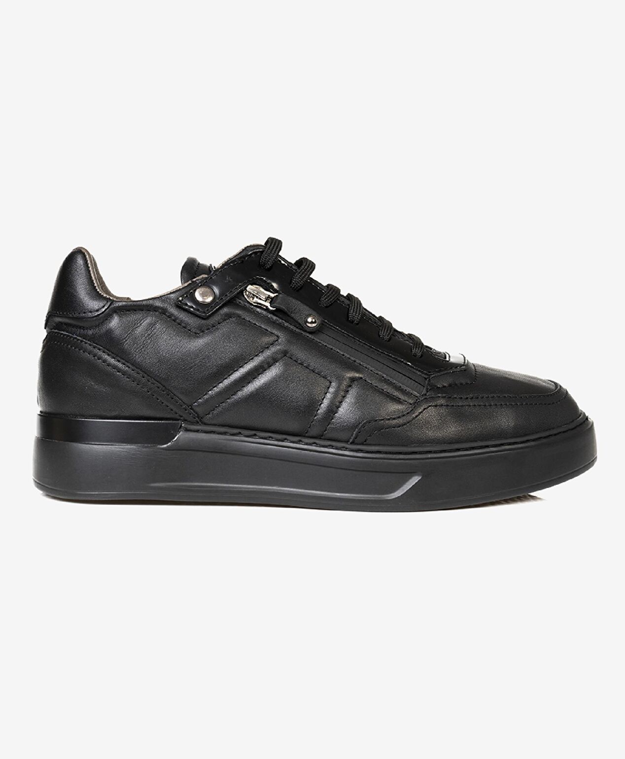 Erkek Siyah Hakiki Deri Sneaker Ayakkabı - 1