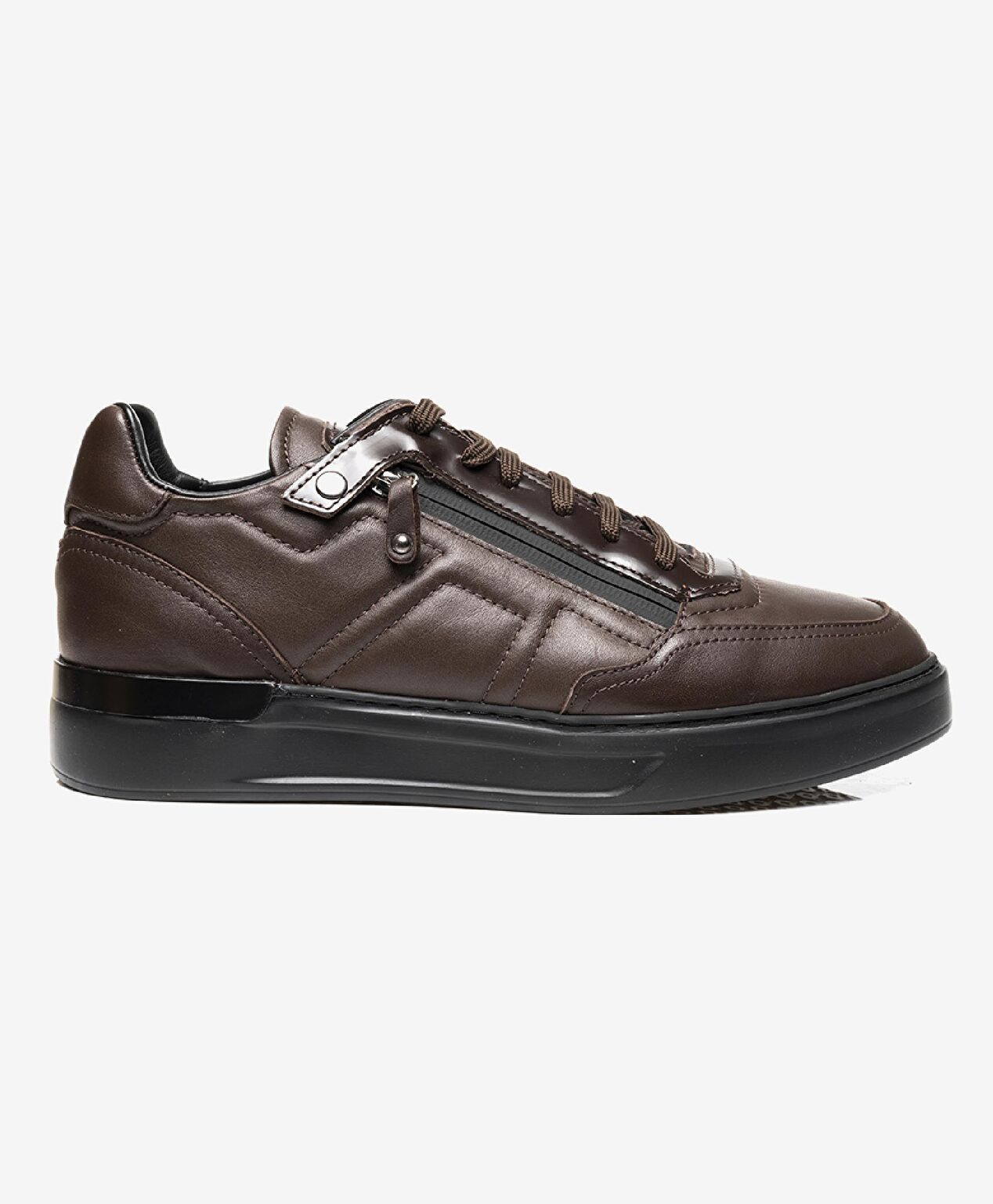 Erkek kahverengi Hakiki Deri Sneaker Ayakkabı - 1