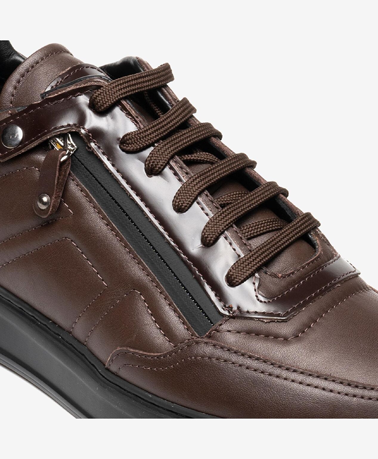 Erkek kahverengi Hakiki Deri Sneaker Ayakkabı - 5