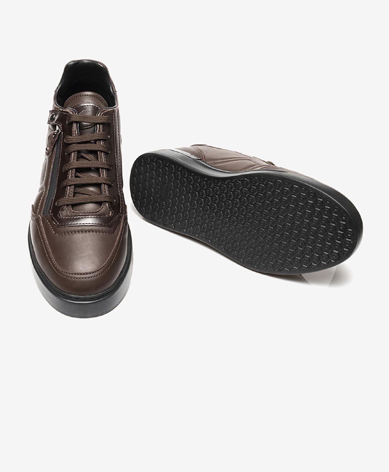 Erkek kahverengi Hakiki Deri Sneaker Ayakkabı - 6