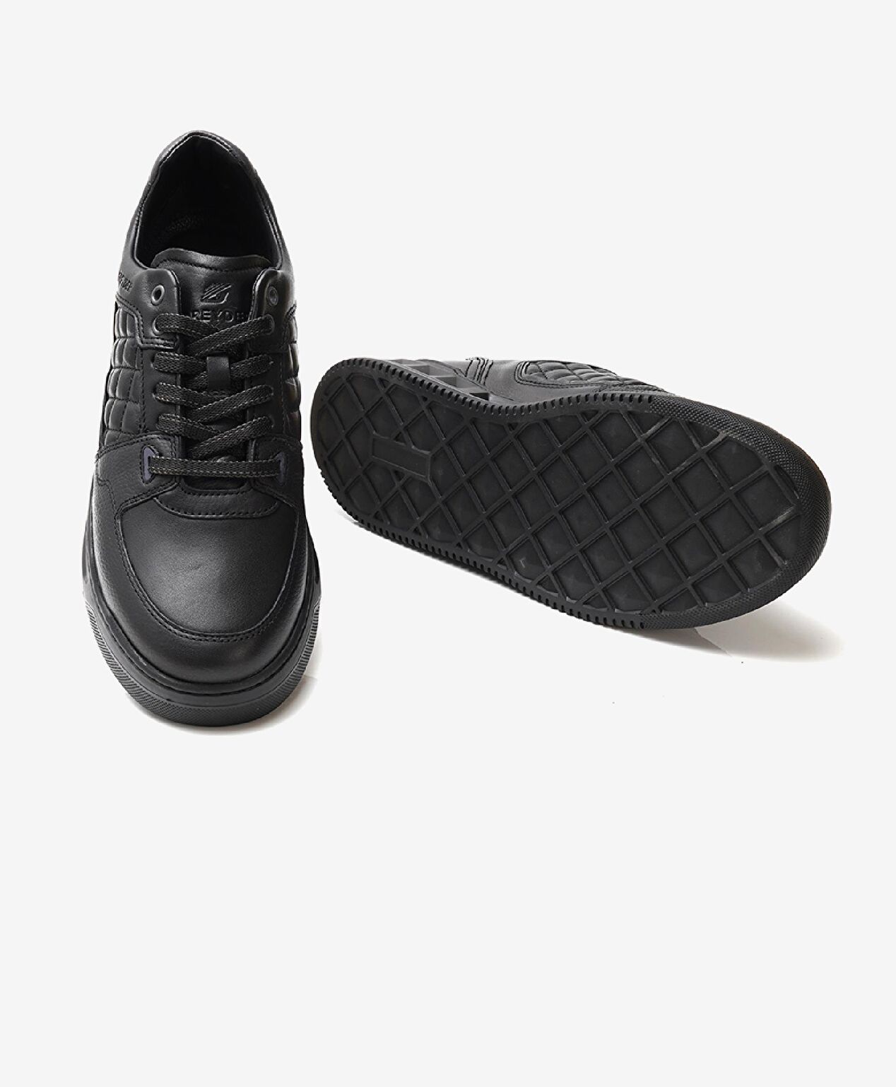 Erkek Siyah Hakiki Deri Sneaker Ayakkabı - 6