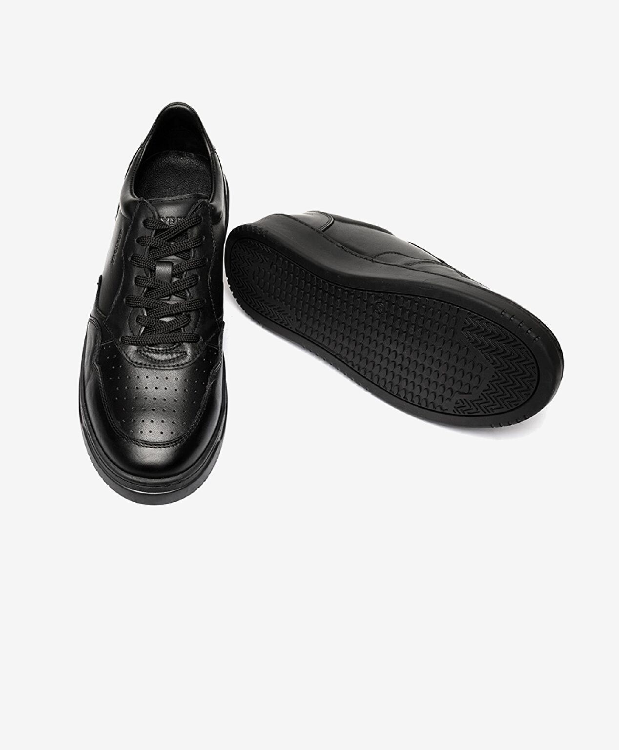 Erkek Siyah Hakiki Deri Sneaker Ayakkabı - 5