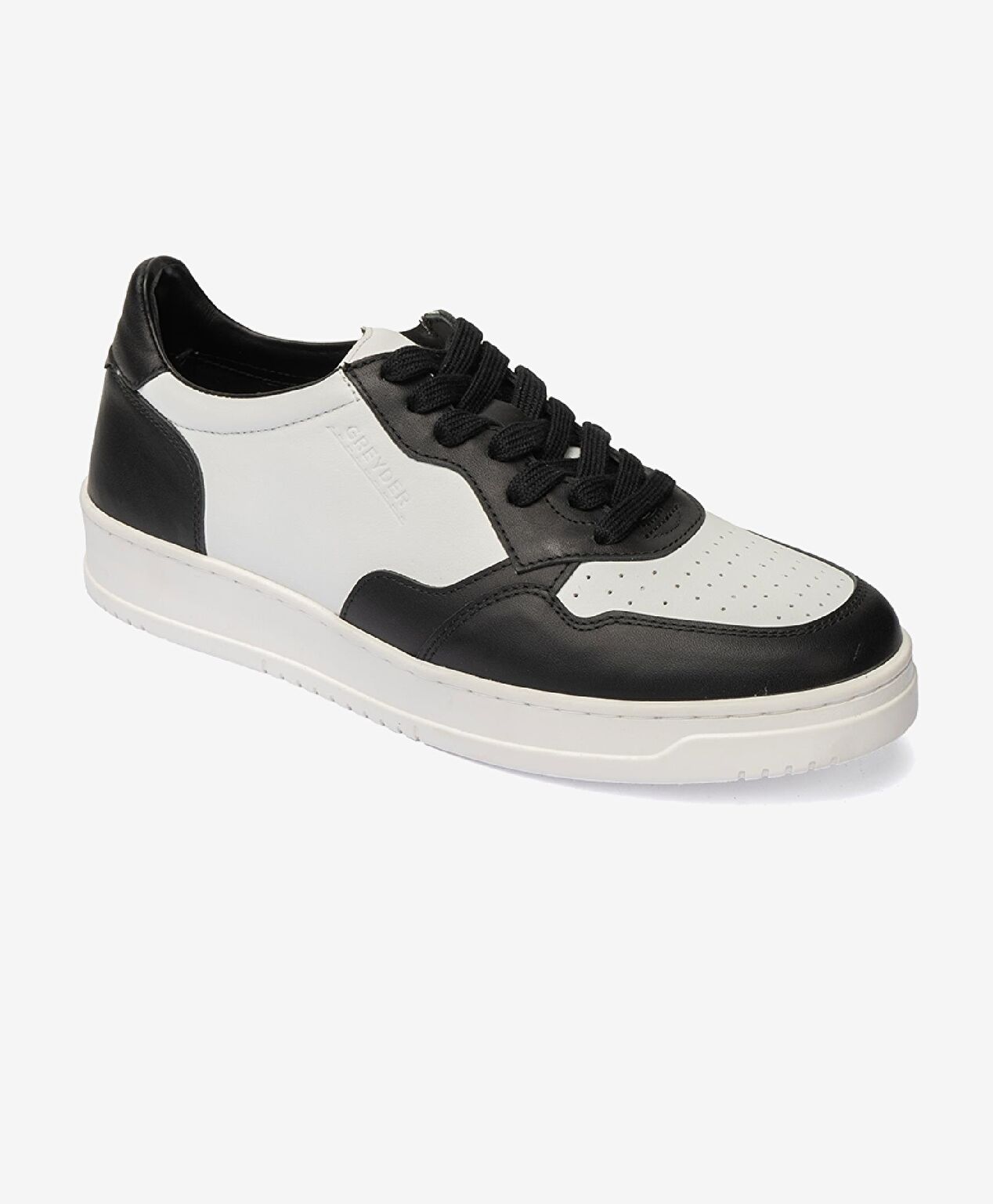 Erkek Siyah Beyaz Hakiki Deri Sneaker Ayakkabı - 1