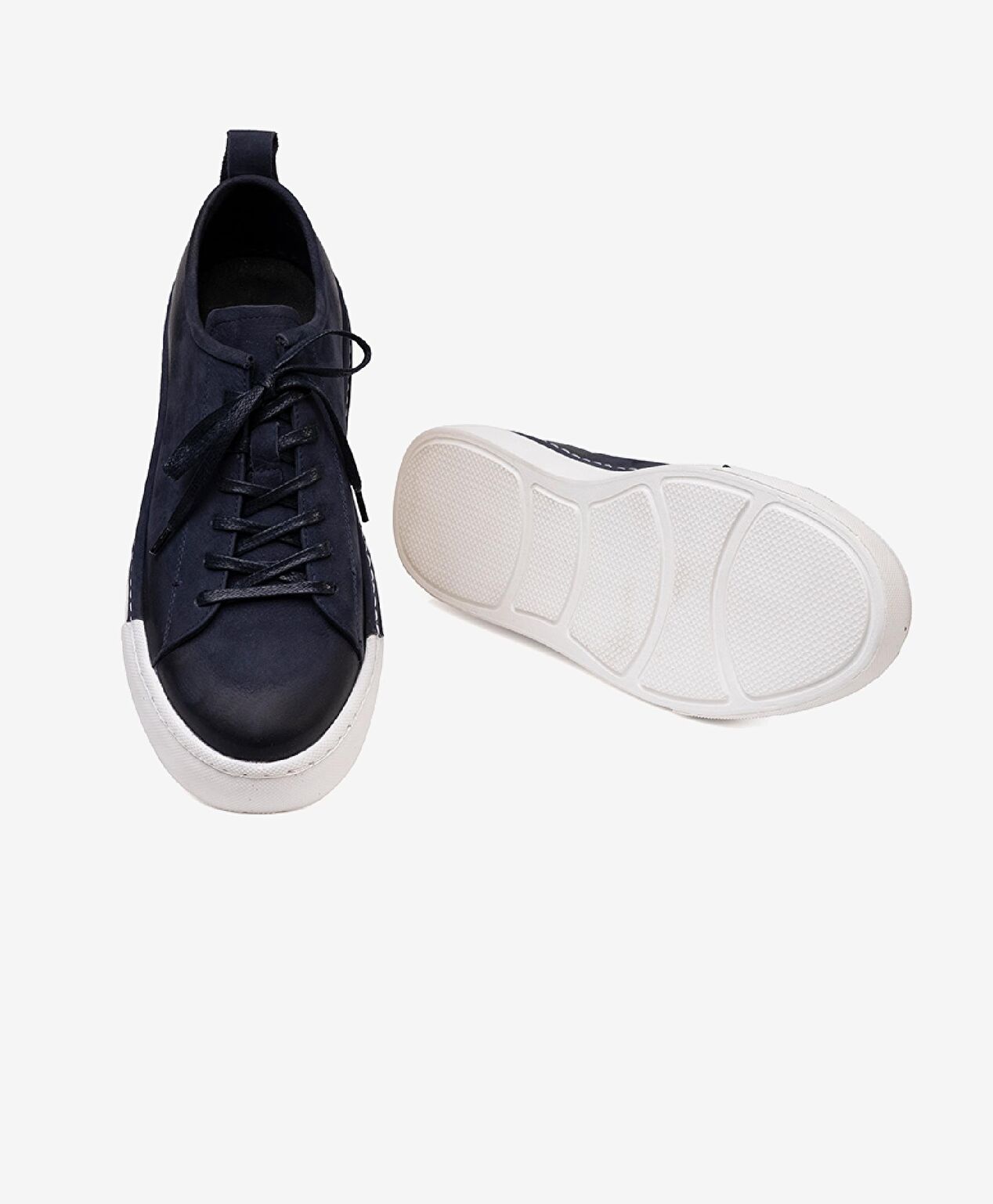 Erkek Lacivert Hakiki Deri Sneaker Ayakkabı - 5