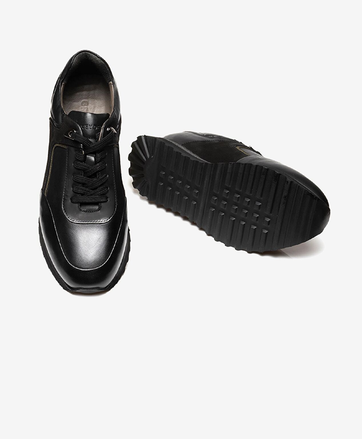 Erkek Siyah Hakiki Deri Spor Ayakkabı - 5