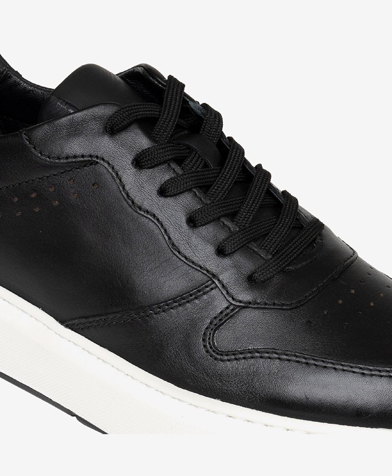 Erkek Siyah Hakiki Deri Sneaker Ayakkabı - 5