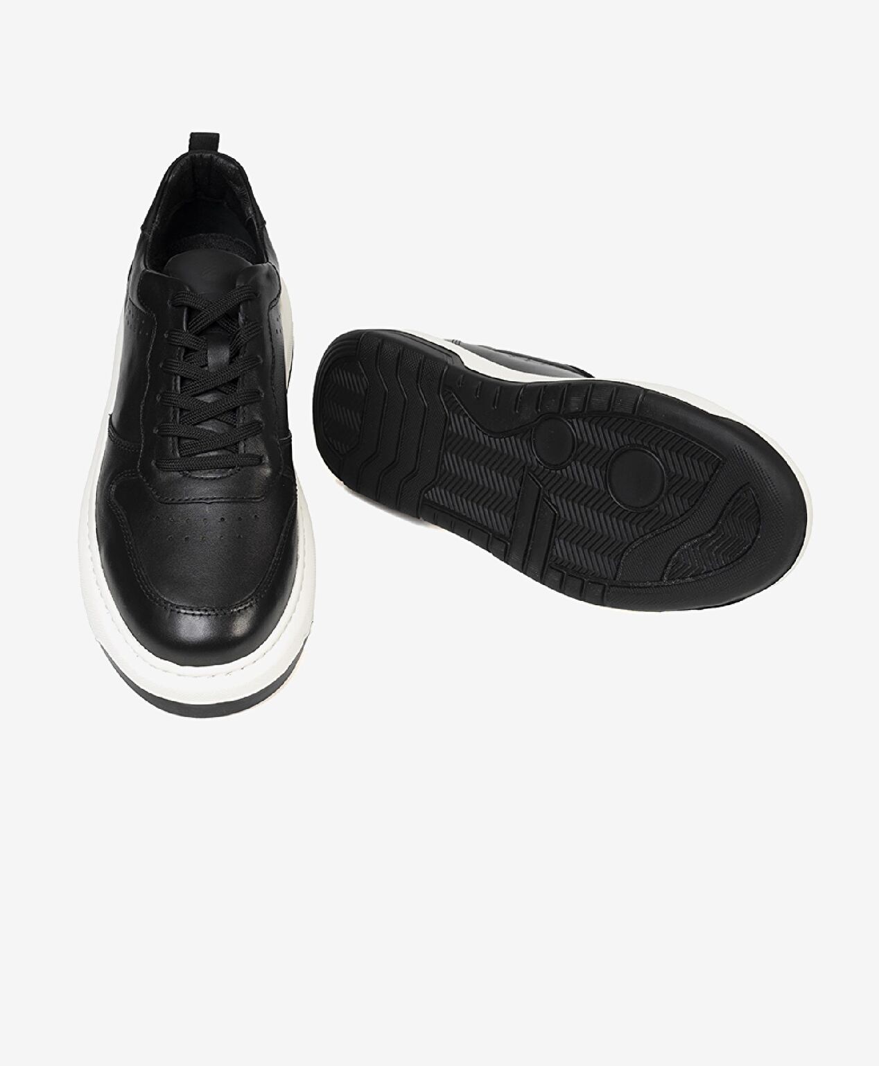 Erkek Siyah Hakiki Deri Sneaker Ayakkabı - 6