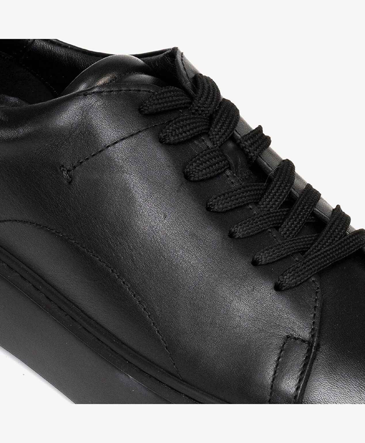 Erkek Siyah Hakiki Deri Sneaker Ayakkabı - 4