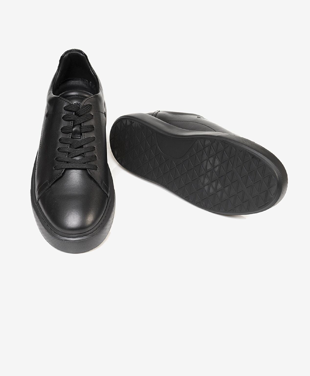 Erkek Siyah Hakiki Deri Sneaker Ayakkabı - 5