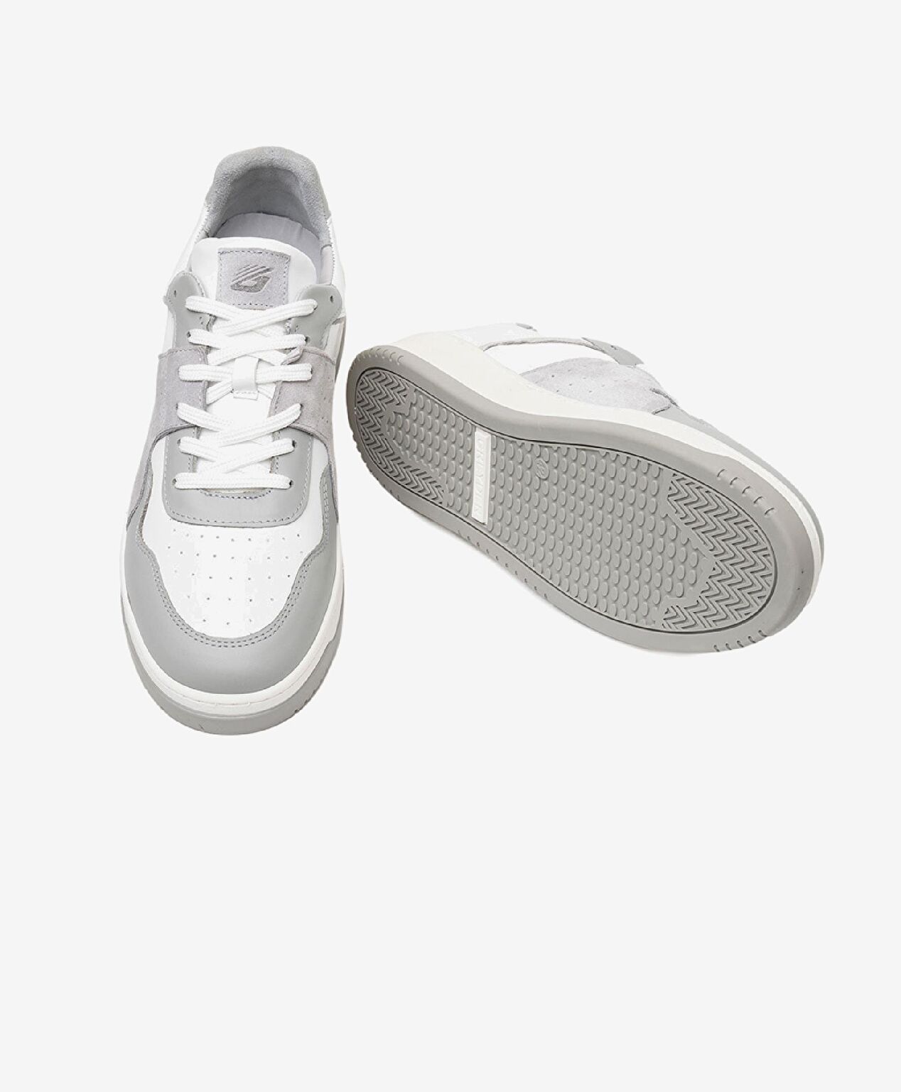 Erkek Gri Beyaz Hakiki Deri Sneaker Ayakkabı - 5