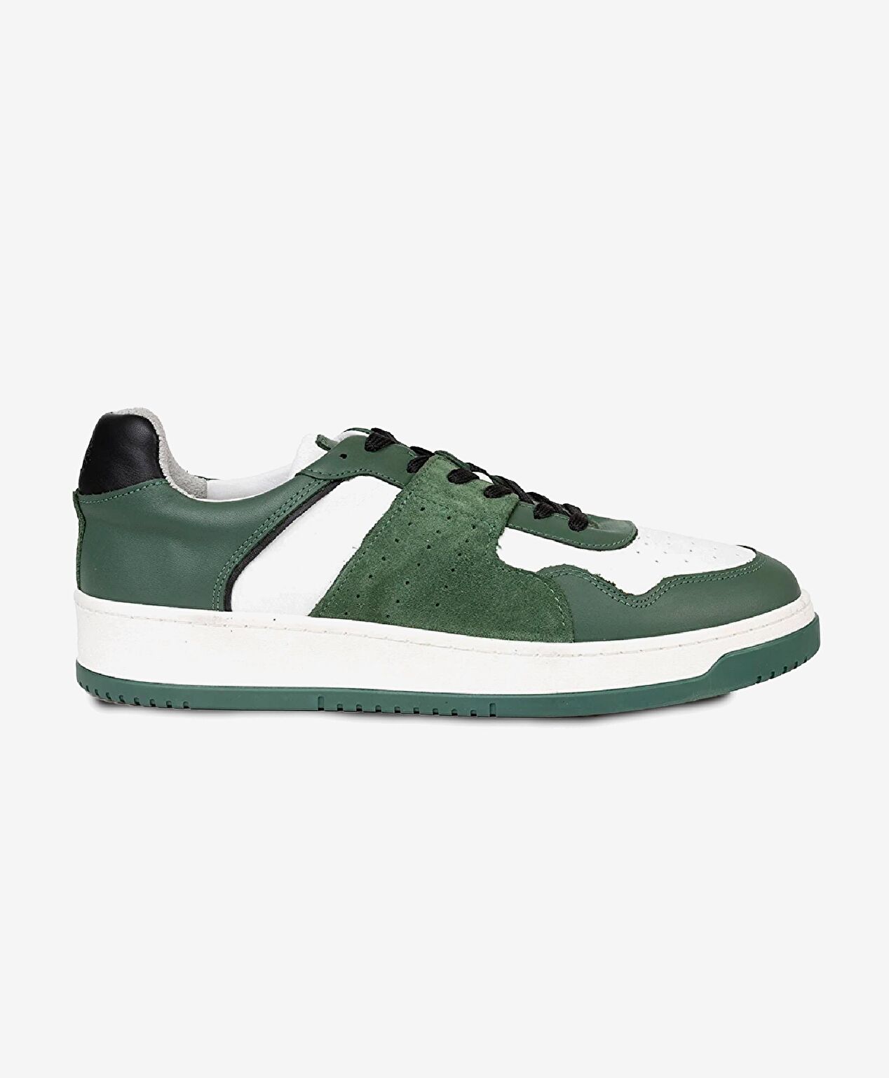Erkek Yeşil Beyaz Hakiki Deri Sneaker Ayakkabı - 1