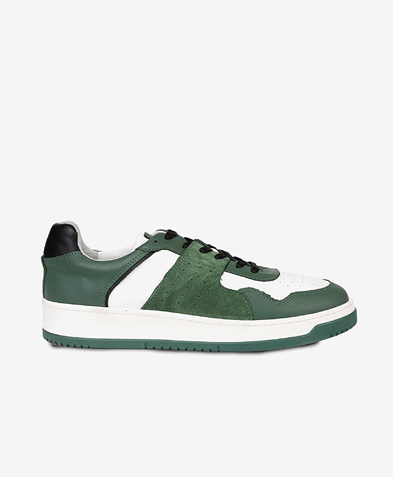 Erkek Yeşil Beyaz Hakiki Deri Sneaker Ayakkabı - 1