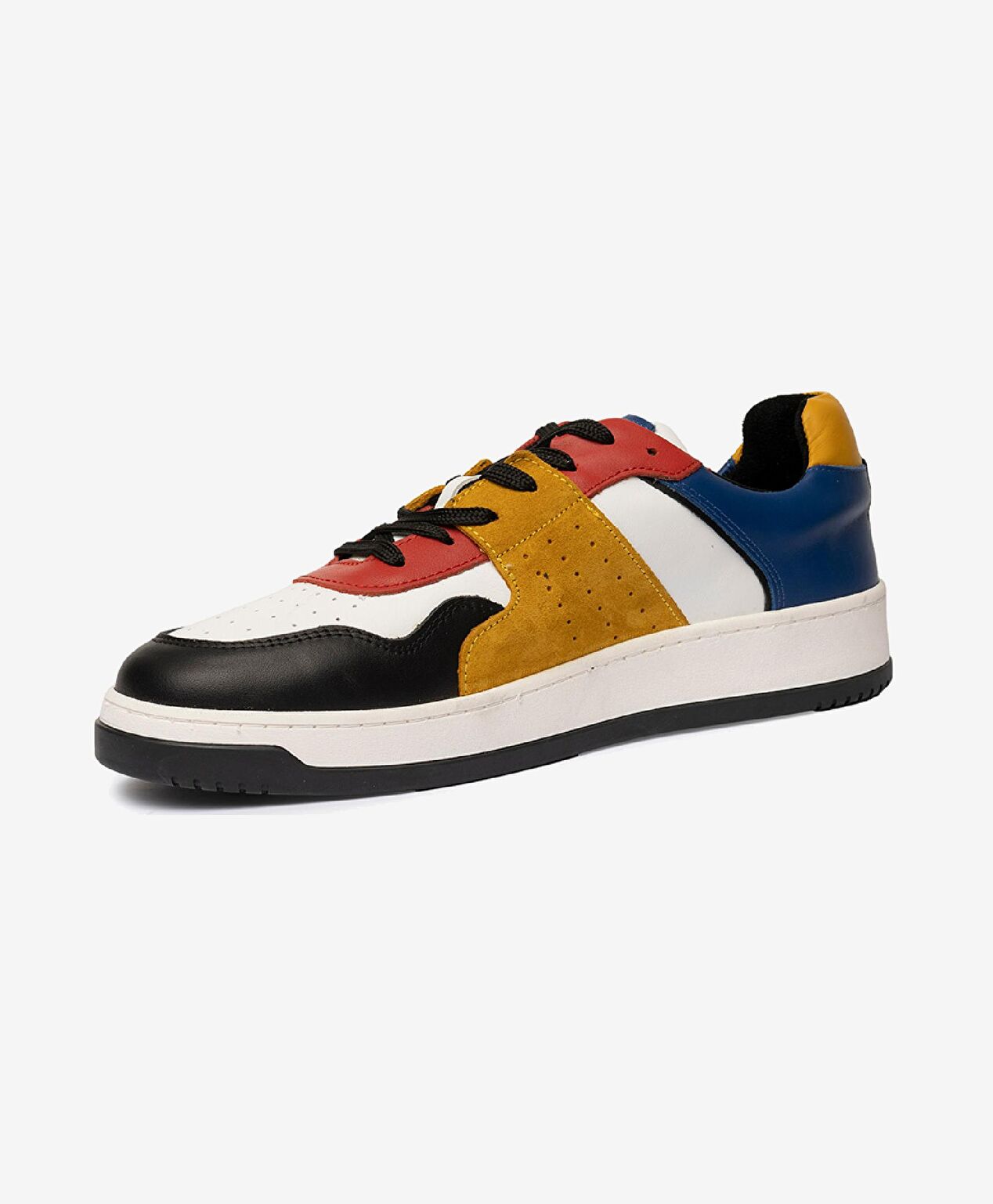 Erkek Beyaz Sarı Siyah Mavi Hakiki Deri Sneaker Ayakkabı - 2